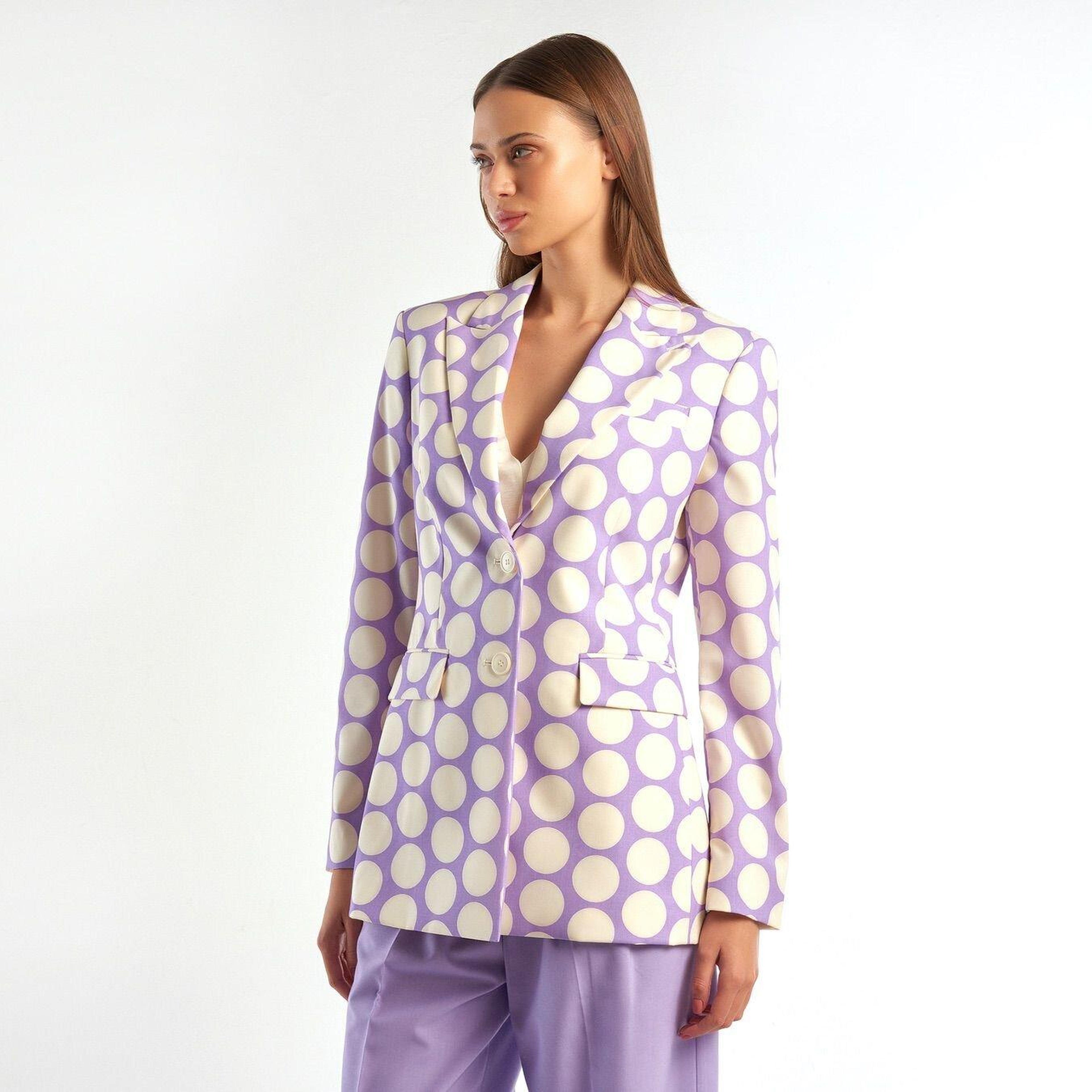 Kadın Lila Puantiyeli Ceket