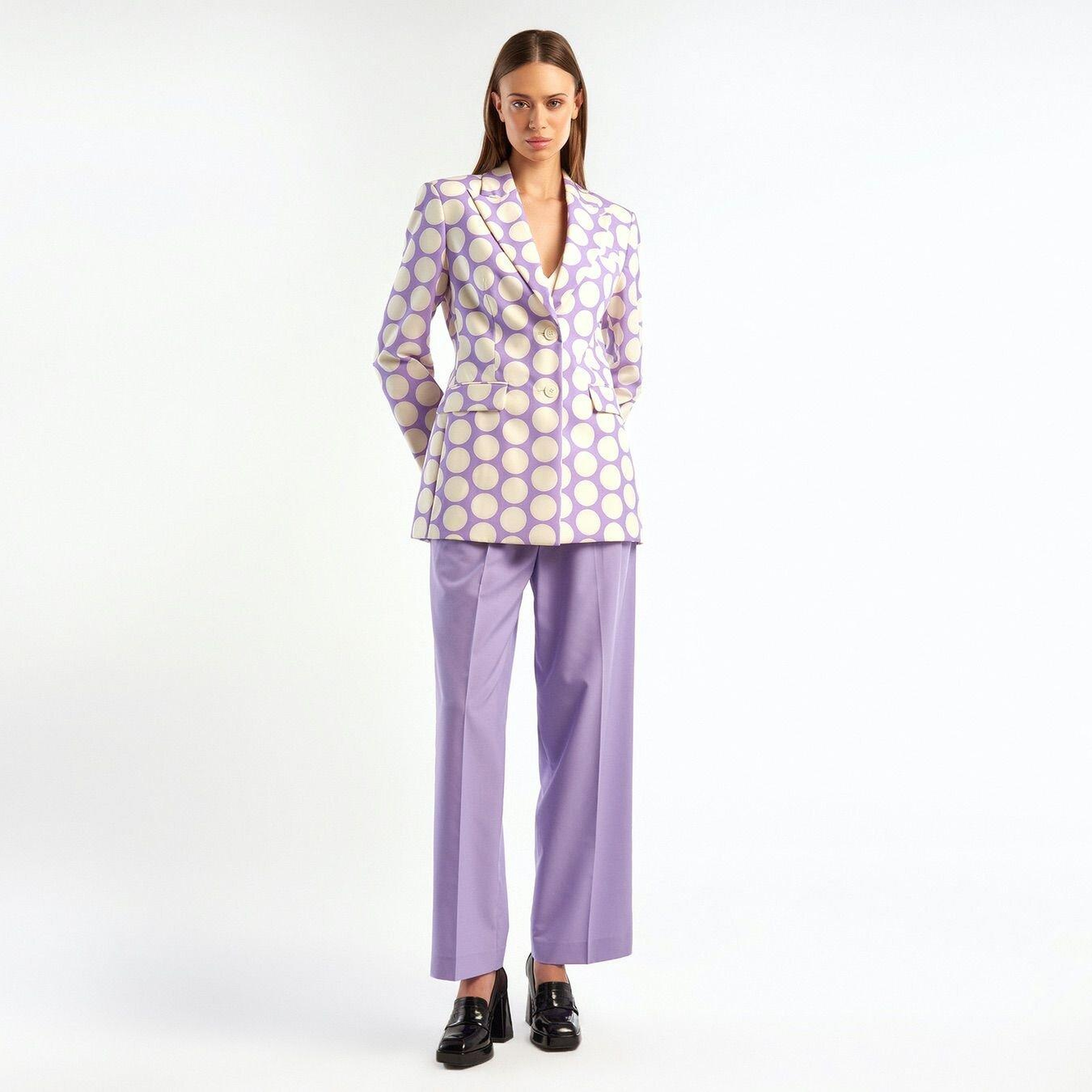 Kadın Lila Puantiyeli Ceket