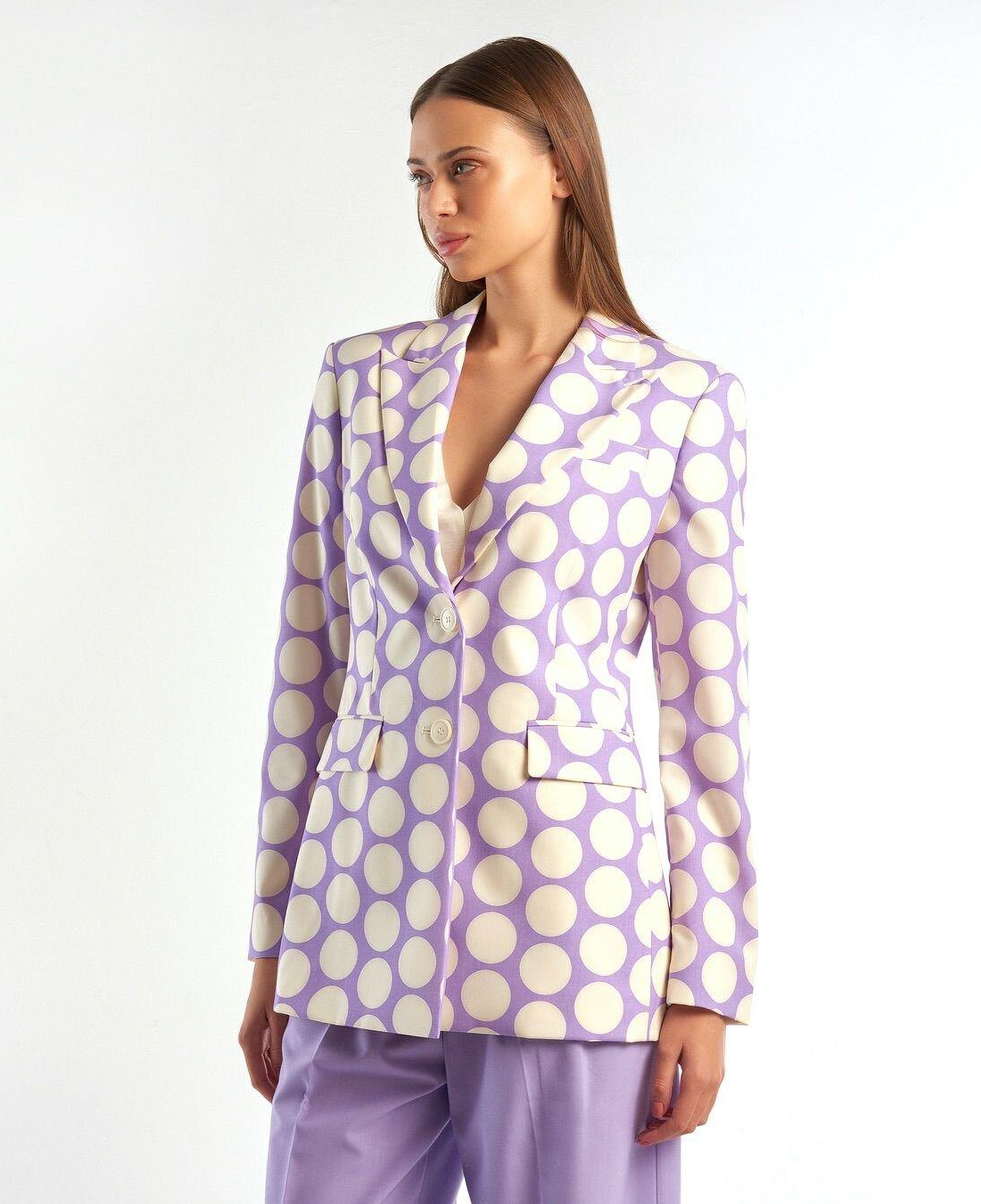Kadın Lila Puantiyeli Ceket