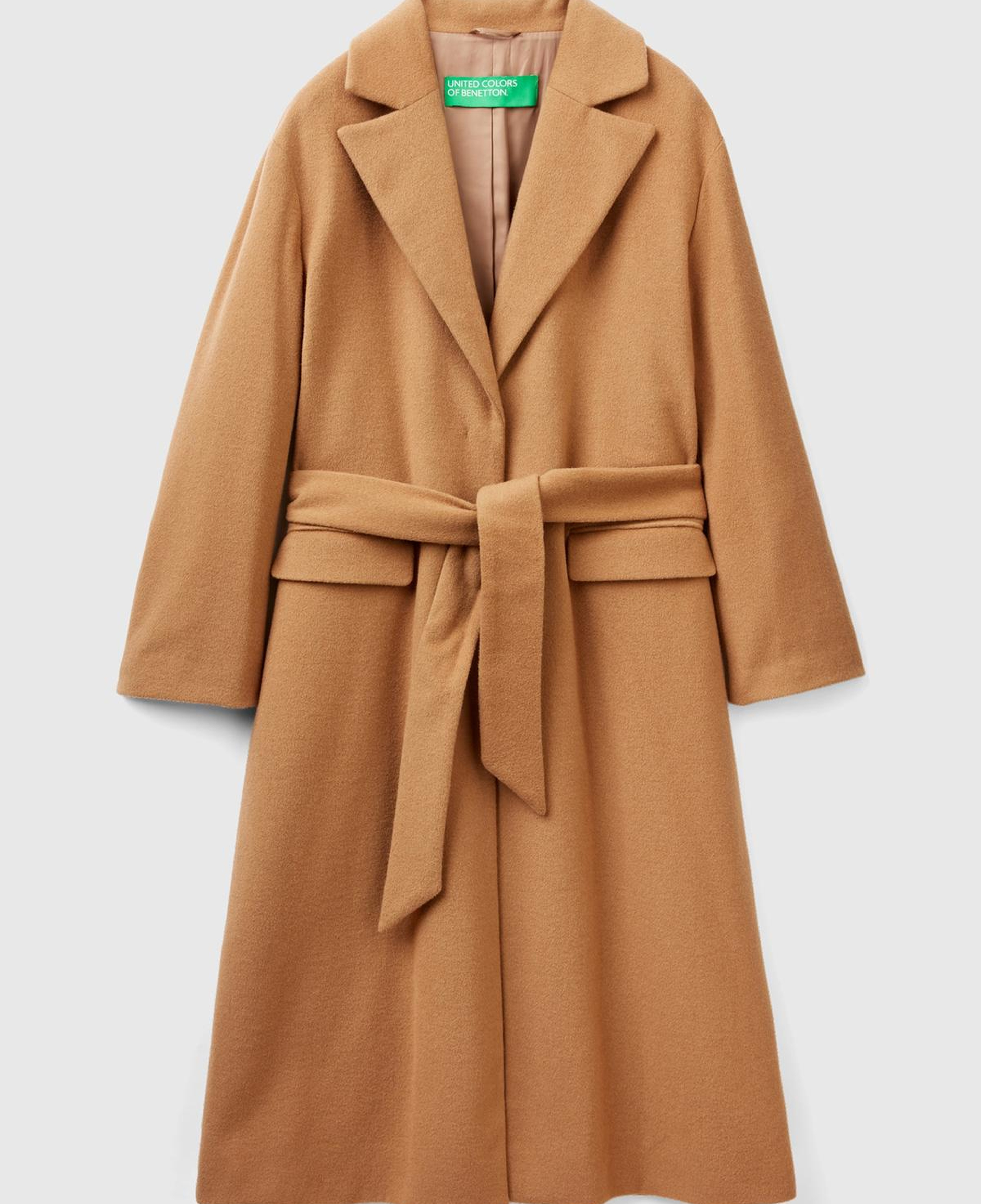 Kadın Taba Yün Karışımlı Belden Bağlamalı Palto