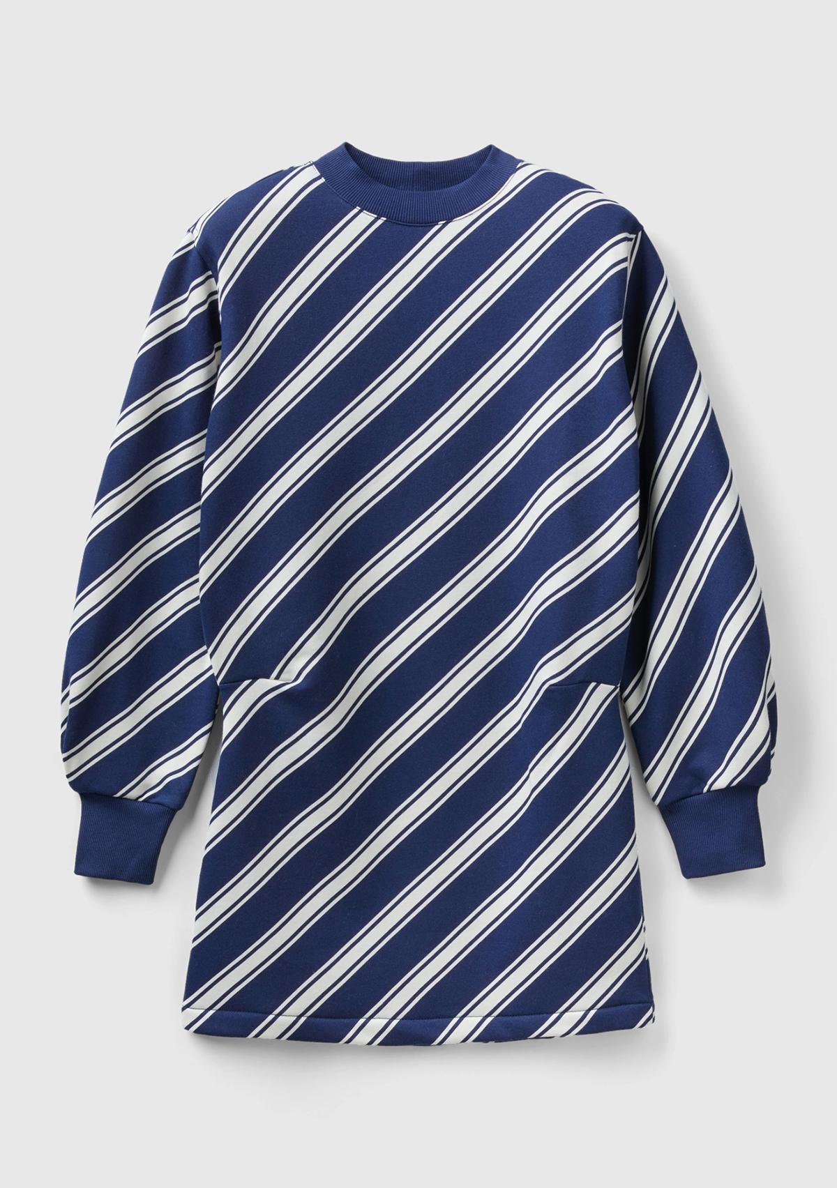 Kadın Lacivert Mix Uzun Kollu Polarlı Mini Elbise