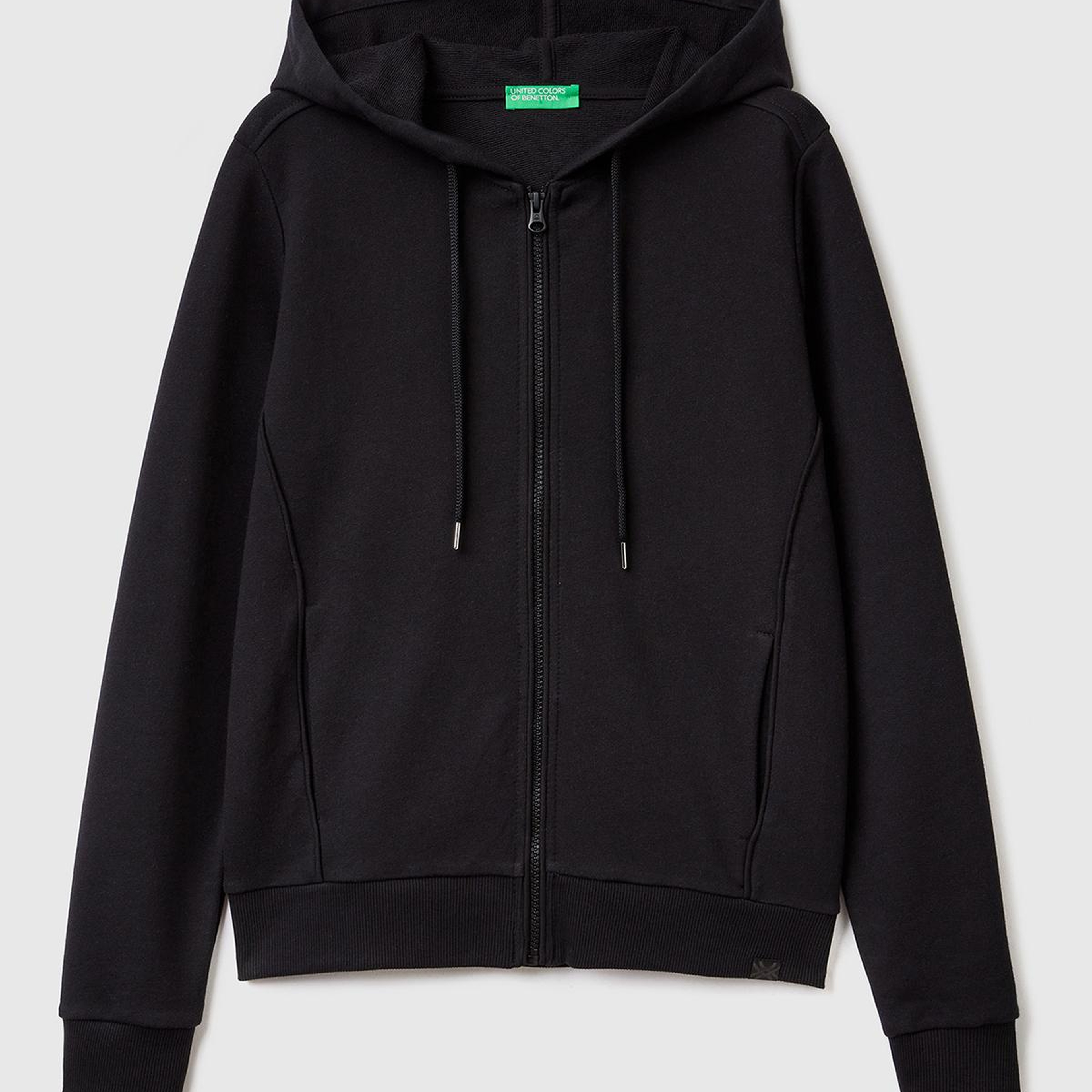 Kadın Siyah Fermuarlı Kapüşonlu Sweatshirt