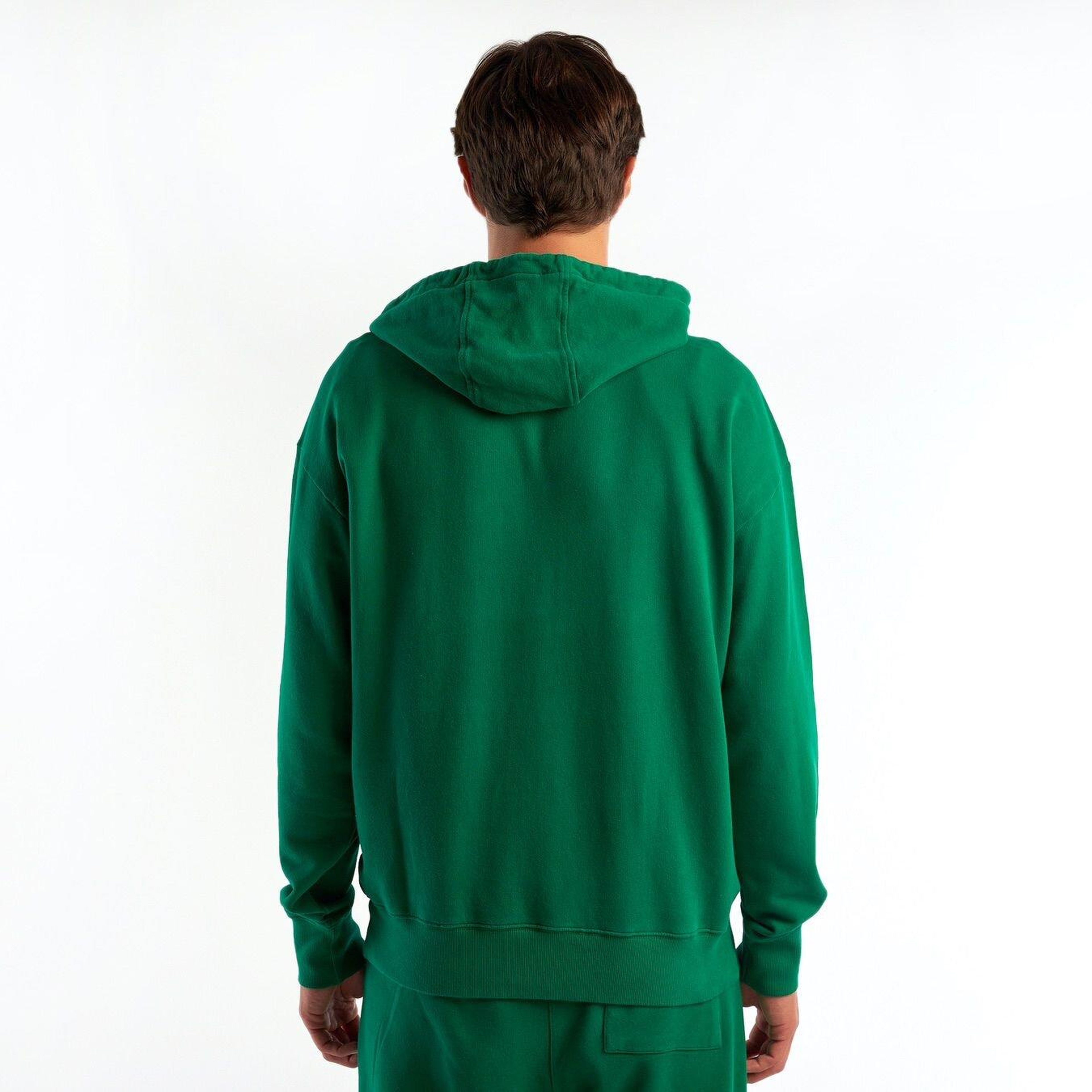 Erkek Yeşil Kapşonlu Kangru Cepli Sweatshirt