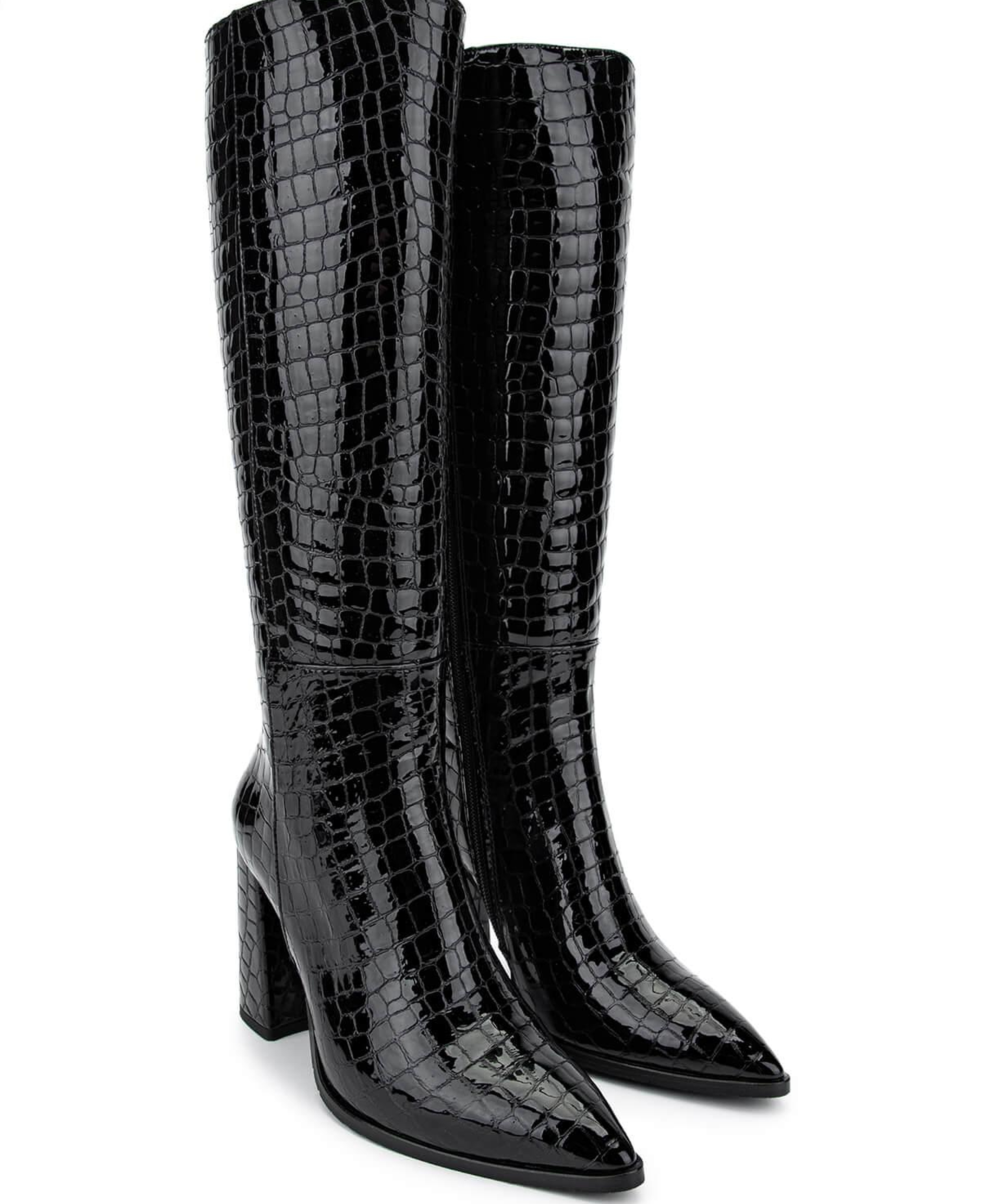 Tamer Tanca Kadın Hakiki Deri Siyah Kroko Casual Çizme