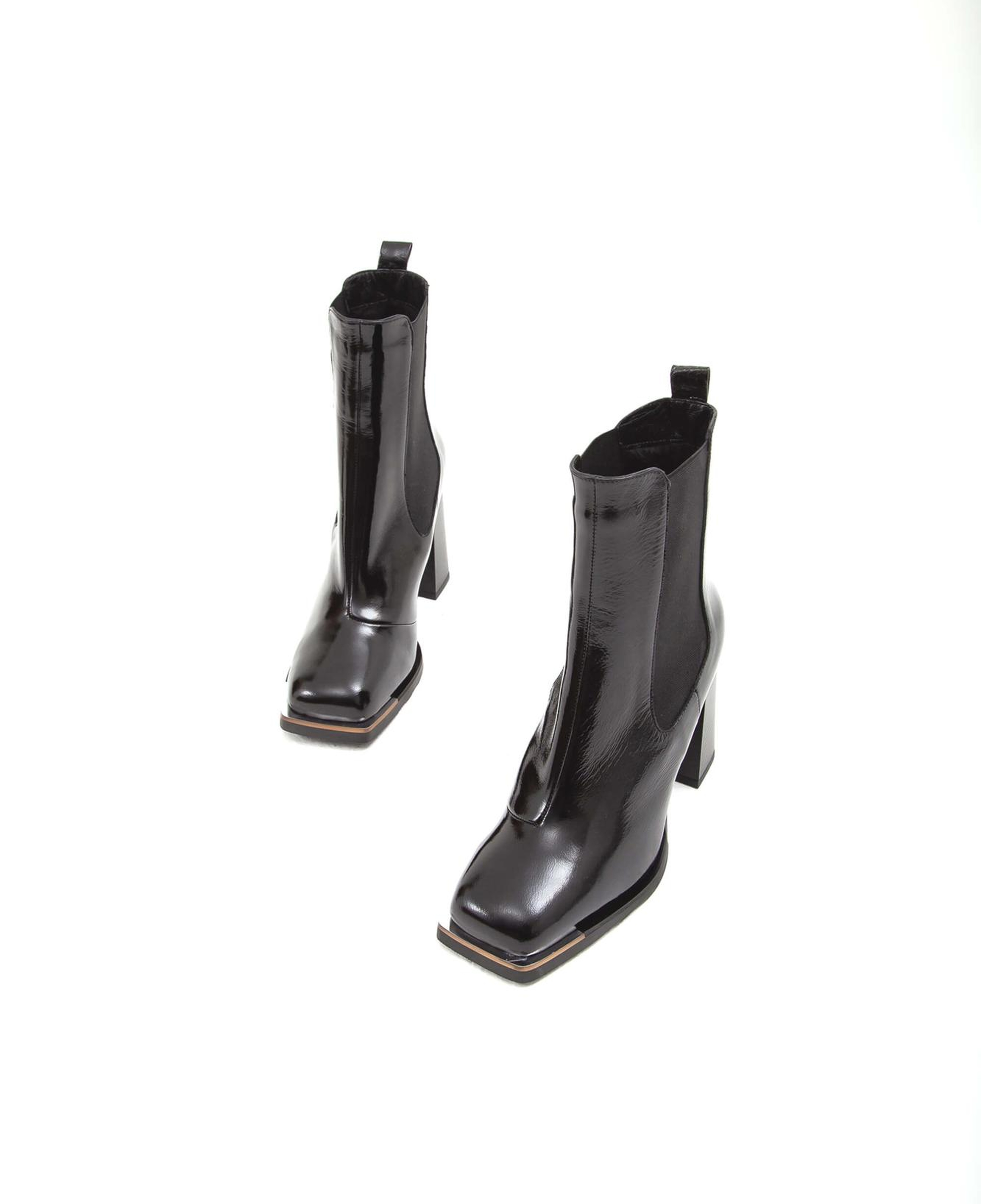 Tamer Tanca Kadın Hakiki Deri Siyah Rugan Casual Bot