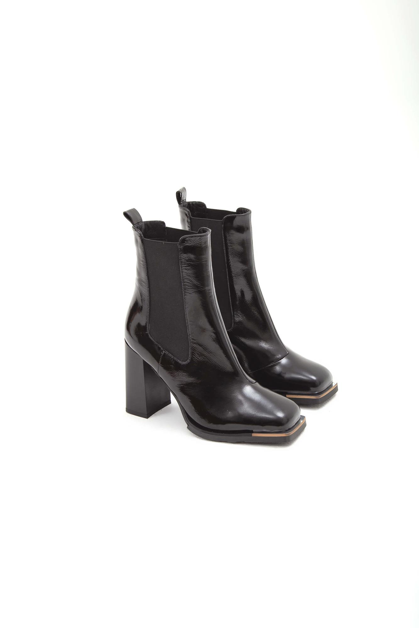 Tamer Tanca Kadın Hakiki Deri Siyah Rugan Casual Bot