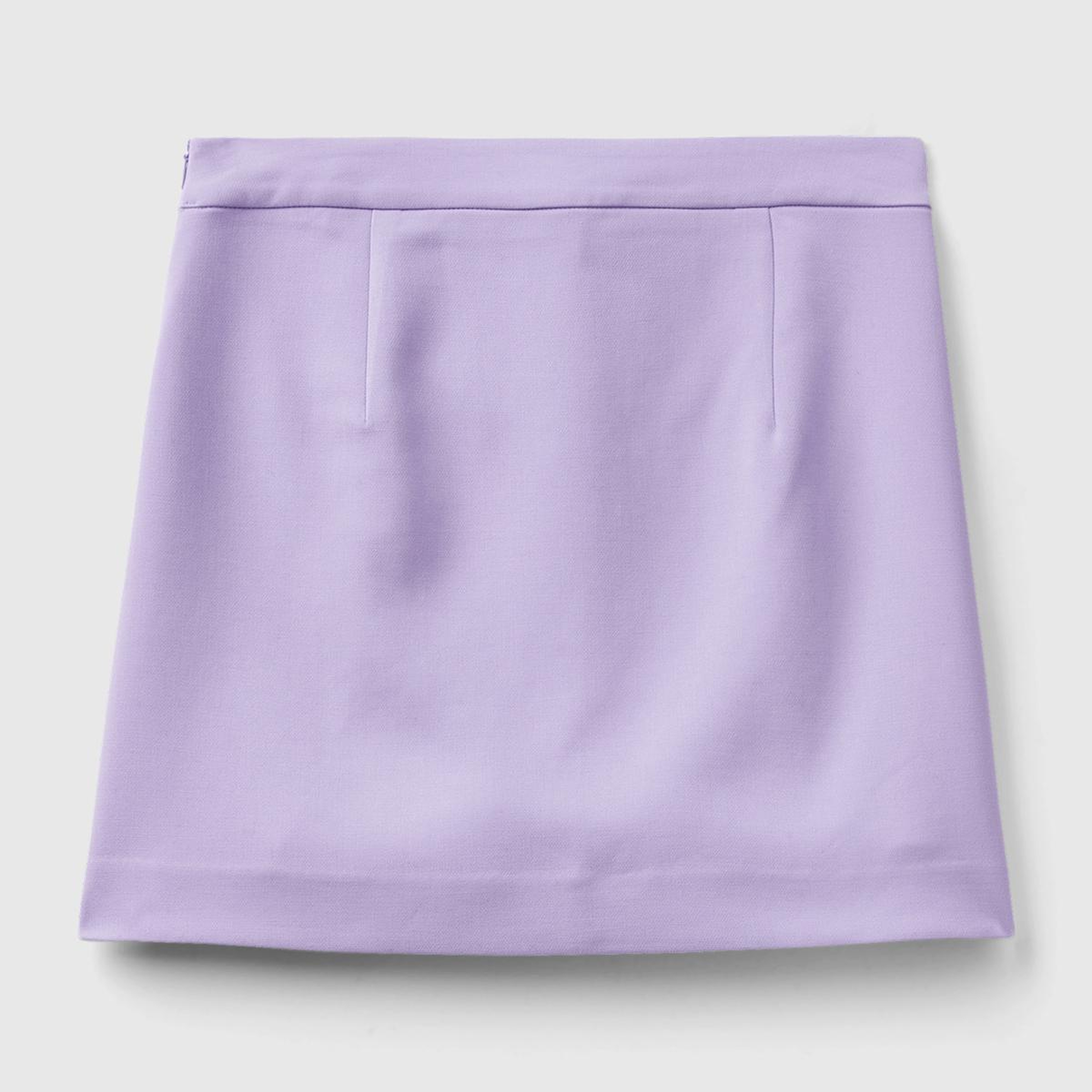 Kadın Lila Poliviskoz Yandan Fermuarlı Mini Etek