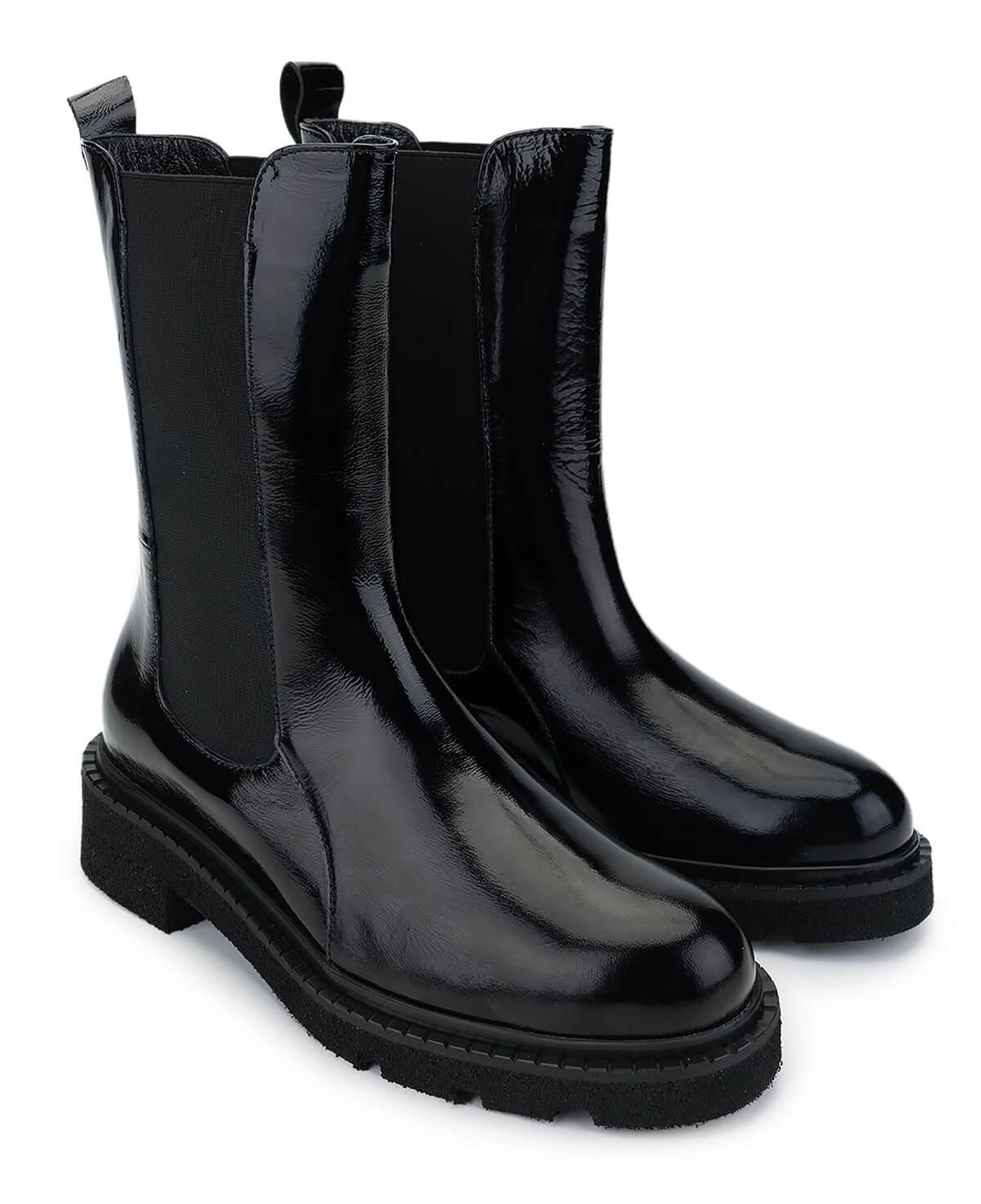 Tamer Tanca Kadın Hakiki Deri Siyah Rugan Casual Bot