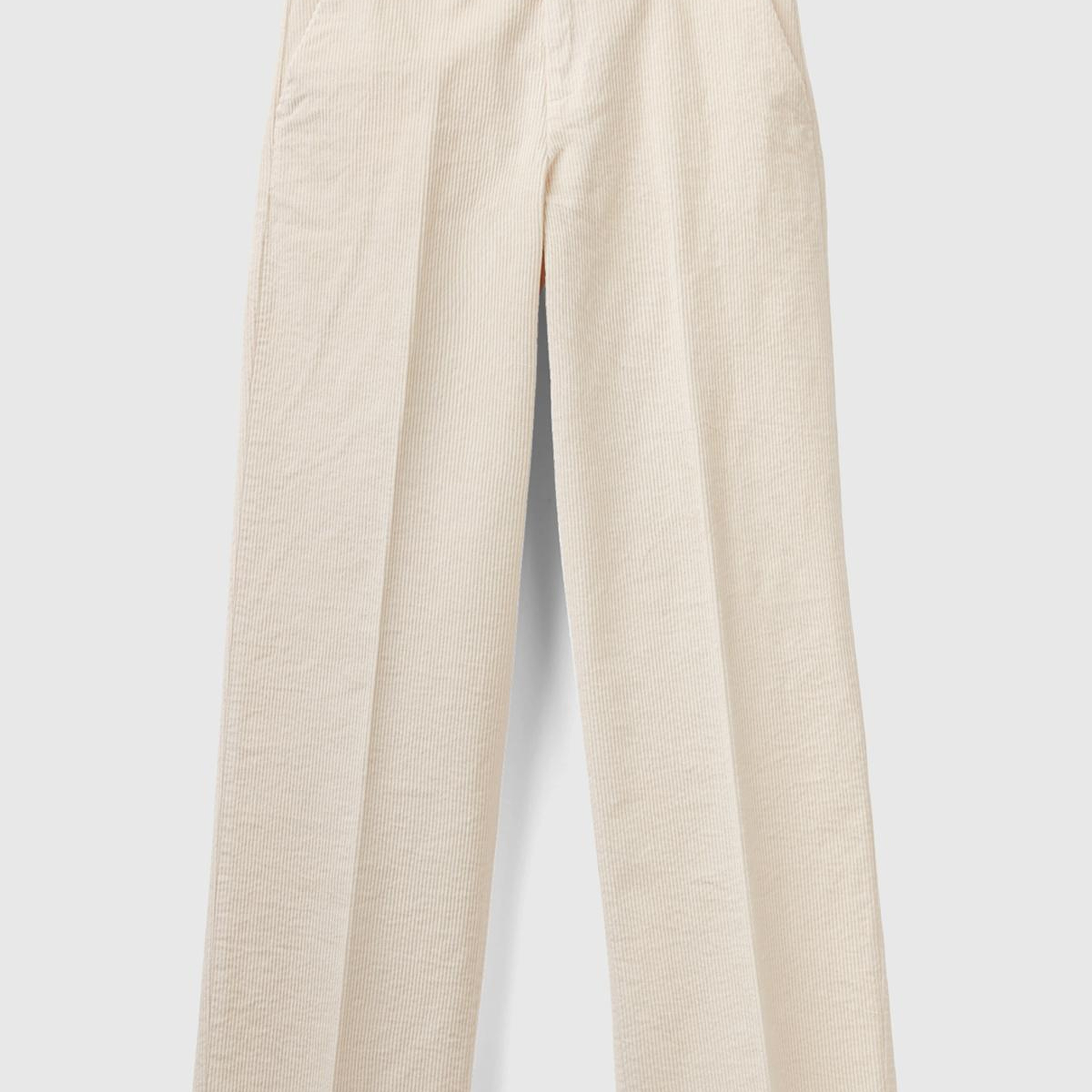 Kadın Krem Düz Paça Kadife Pantolon