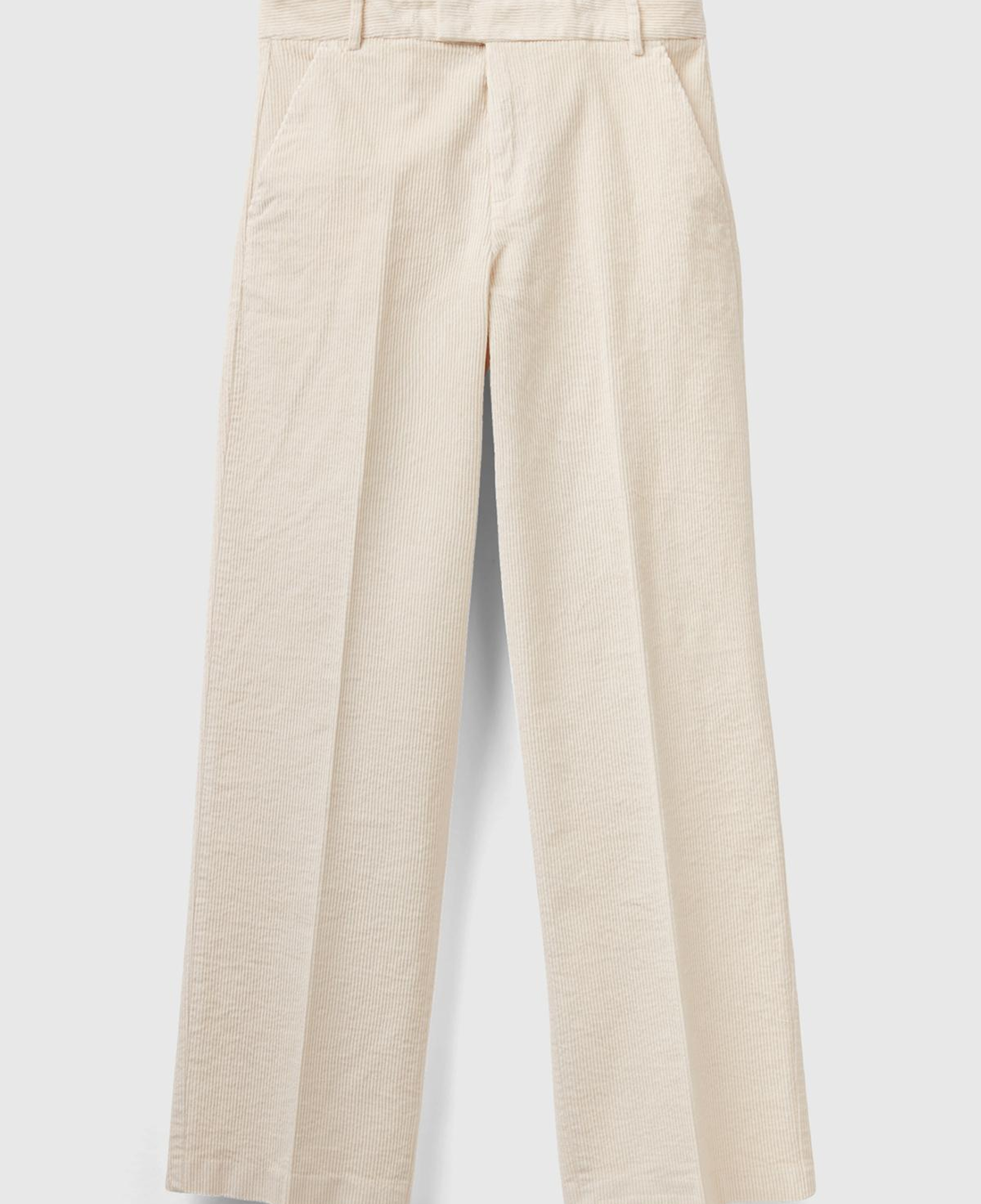 Kadın Krem Düz Paça Kadife Pantolon