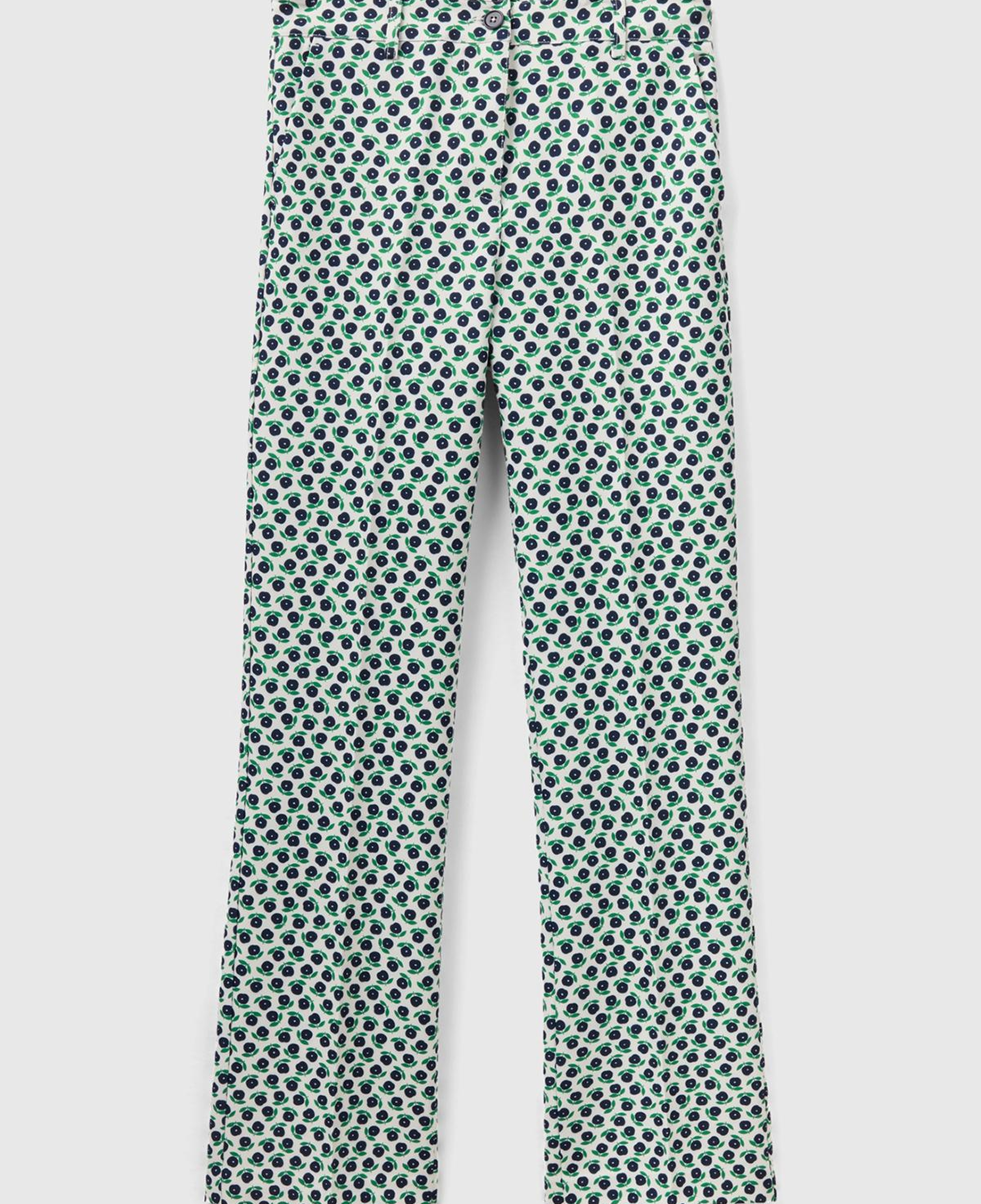 Kadın Yeşil Mix Poliviskoz Çiçek Desenli Regular Fit Pantolon
