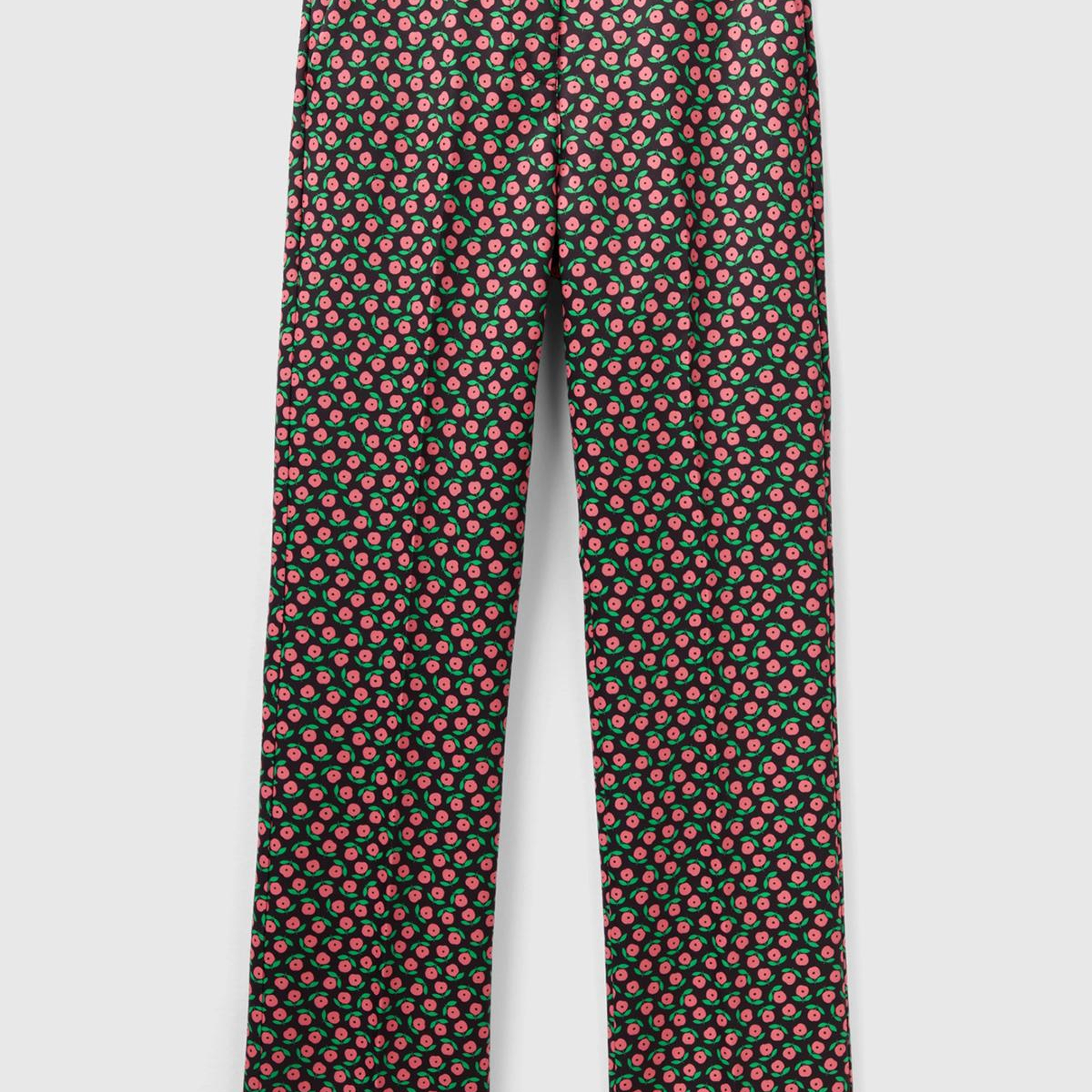 Kadın Pembe Mix Poliviskoz Çiçek Desenli Regular Fit Pantolon