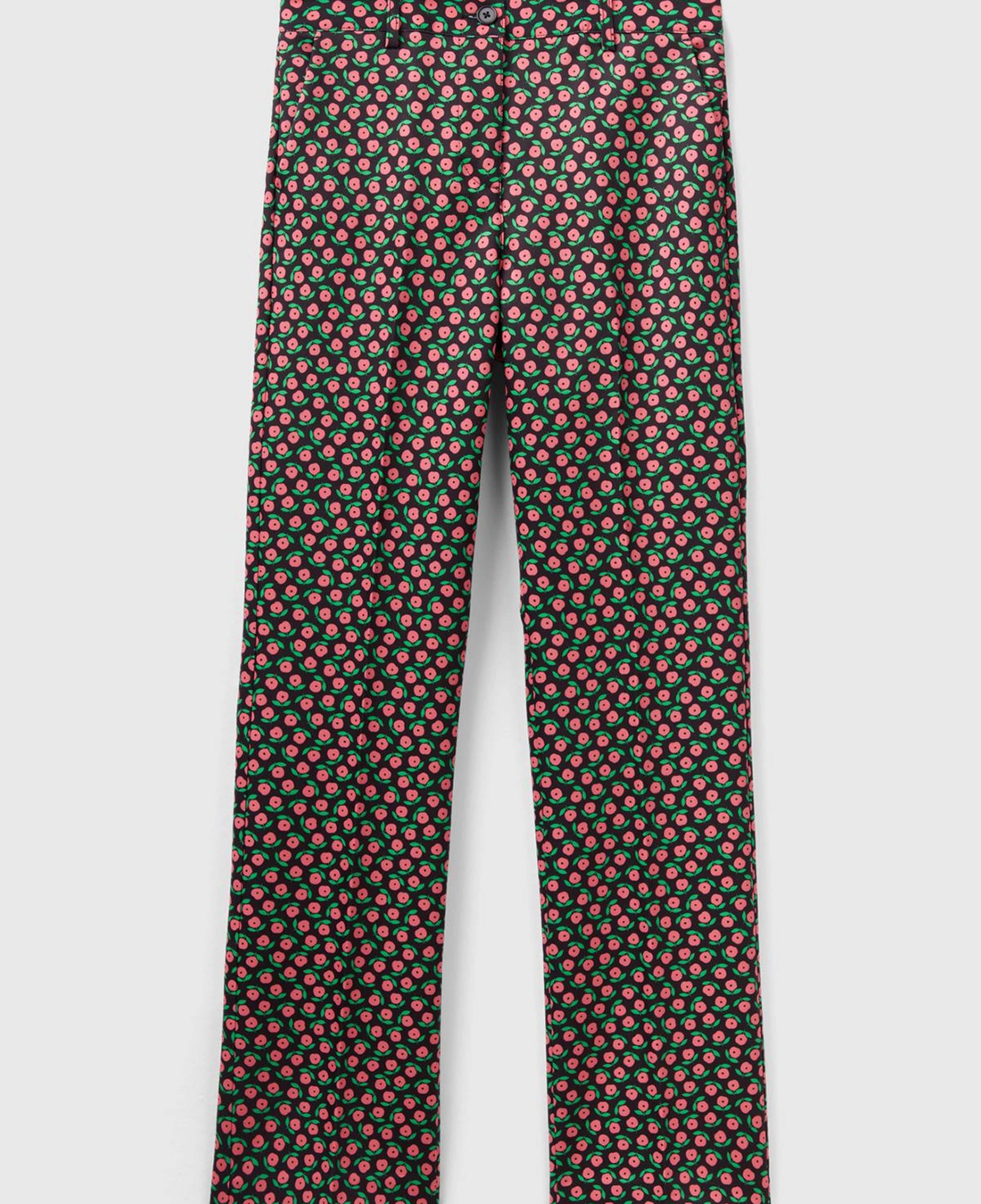 Kadın Pembe Mix Poliviskoz Çiçek Desenli Regular Fit Pantolon