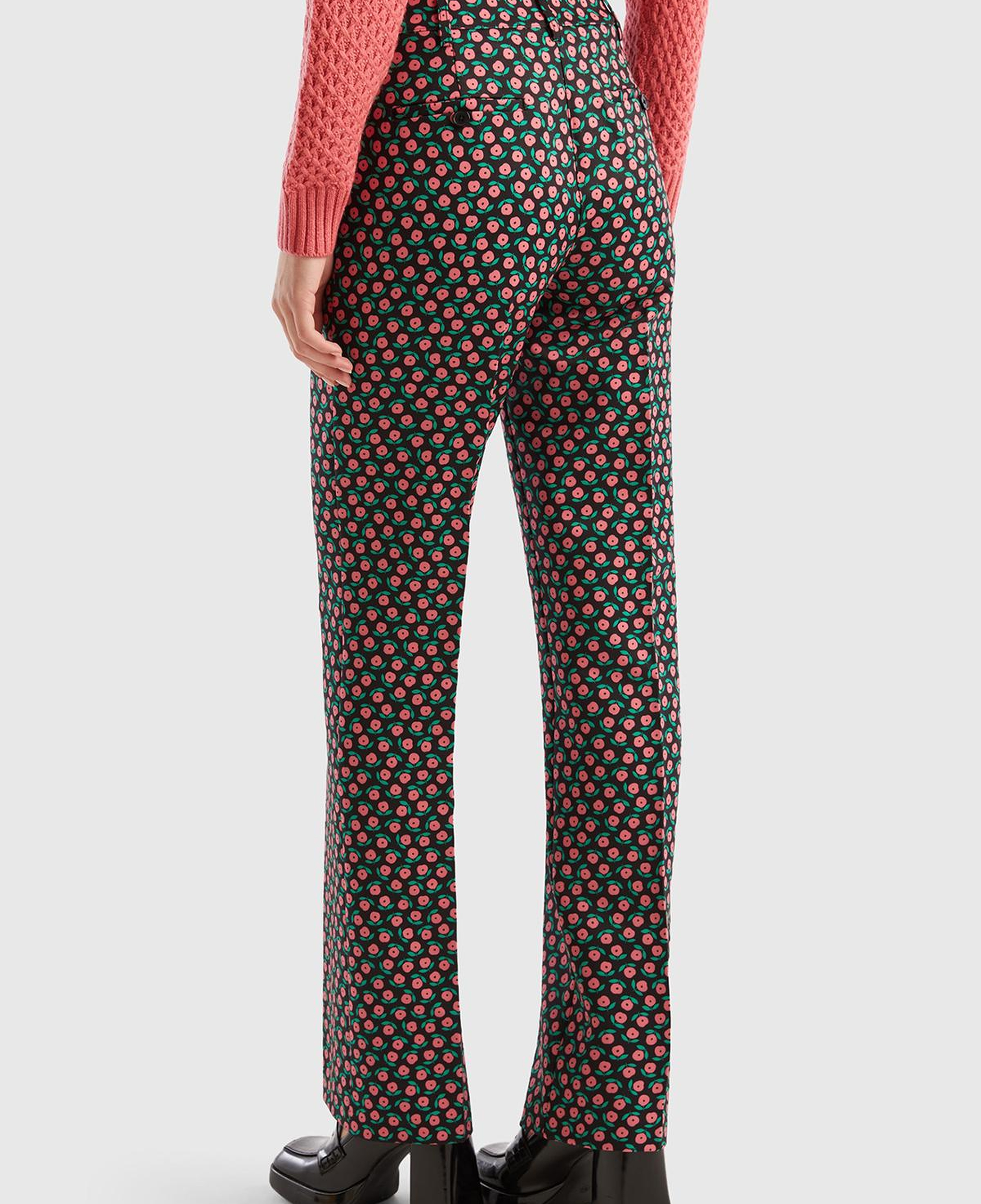 Kadın Pembe Mix Poliviskoz Çiçek Desenli Regular Fit Pantolon