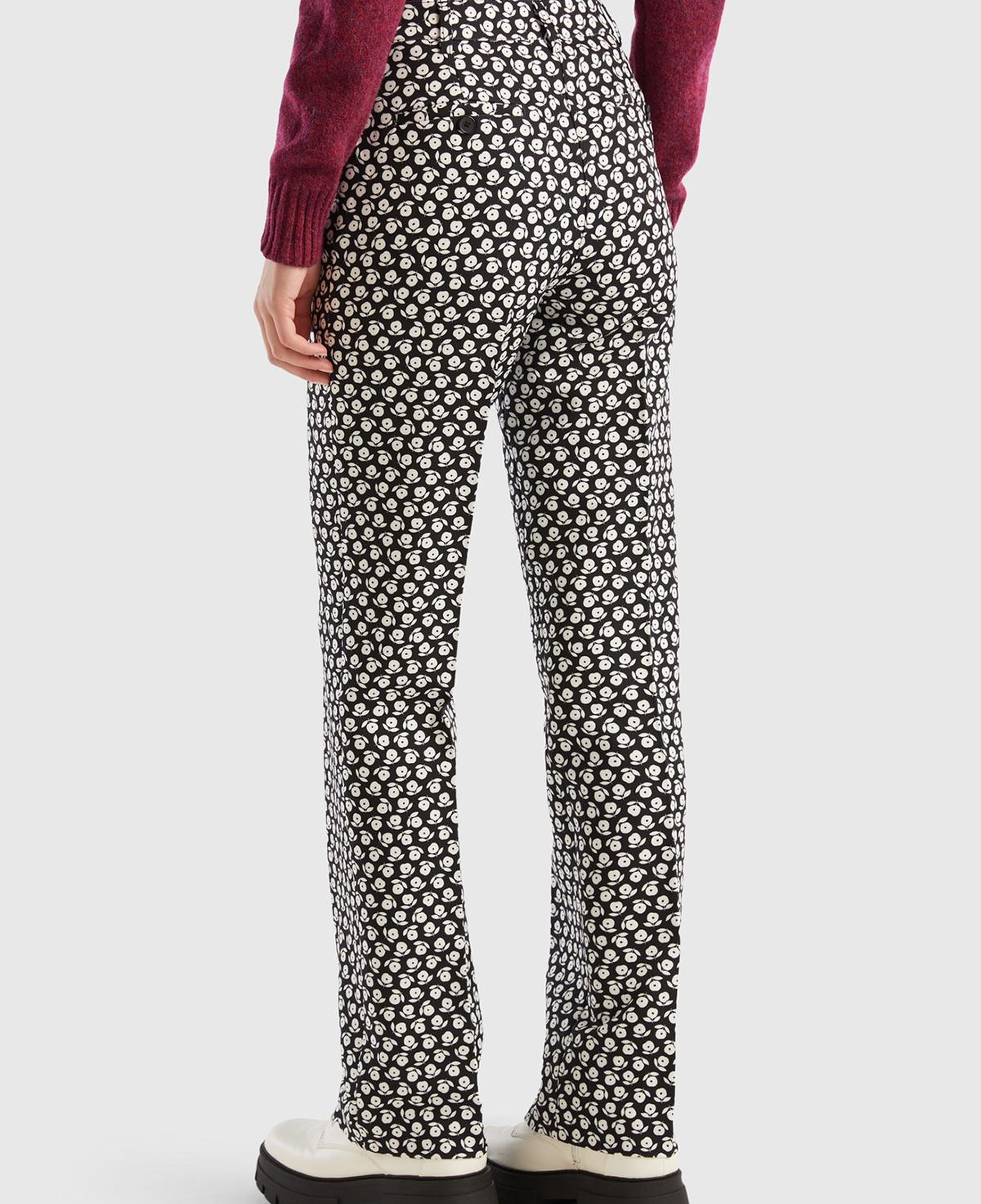 Kadın Lacivert Poliviskoz Çiçek Desenli Regular Fit Pantolon