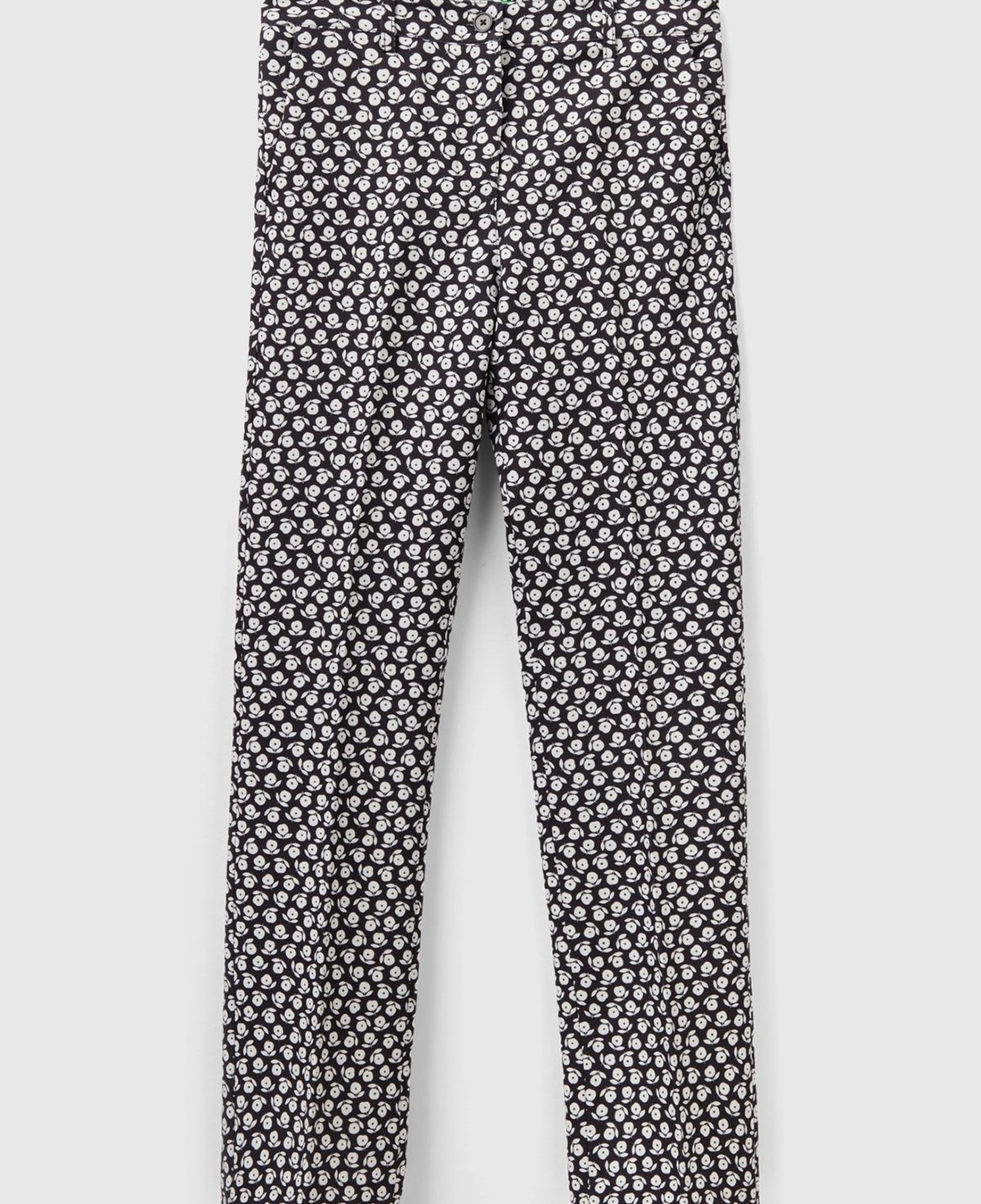 Kadın Lacivert Poliviskoz Çiçek Desenli Regular Fit Pantolon