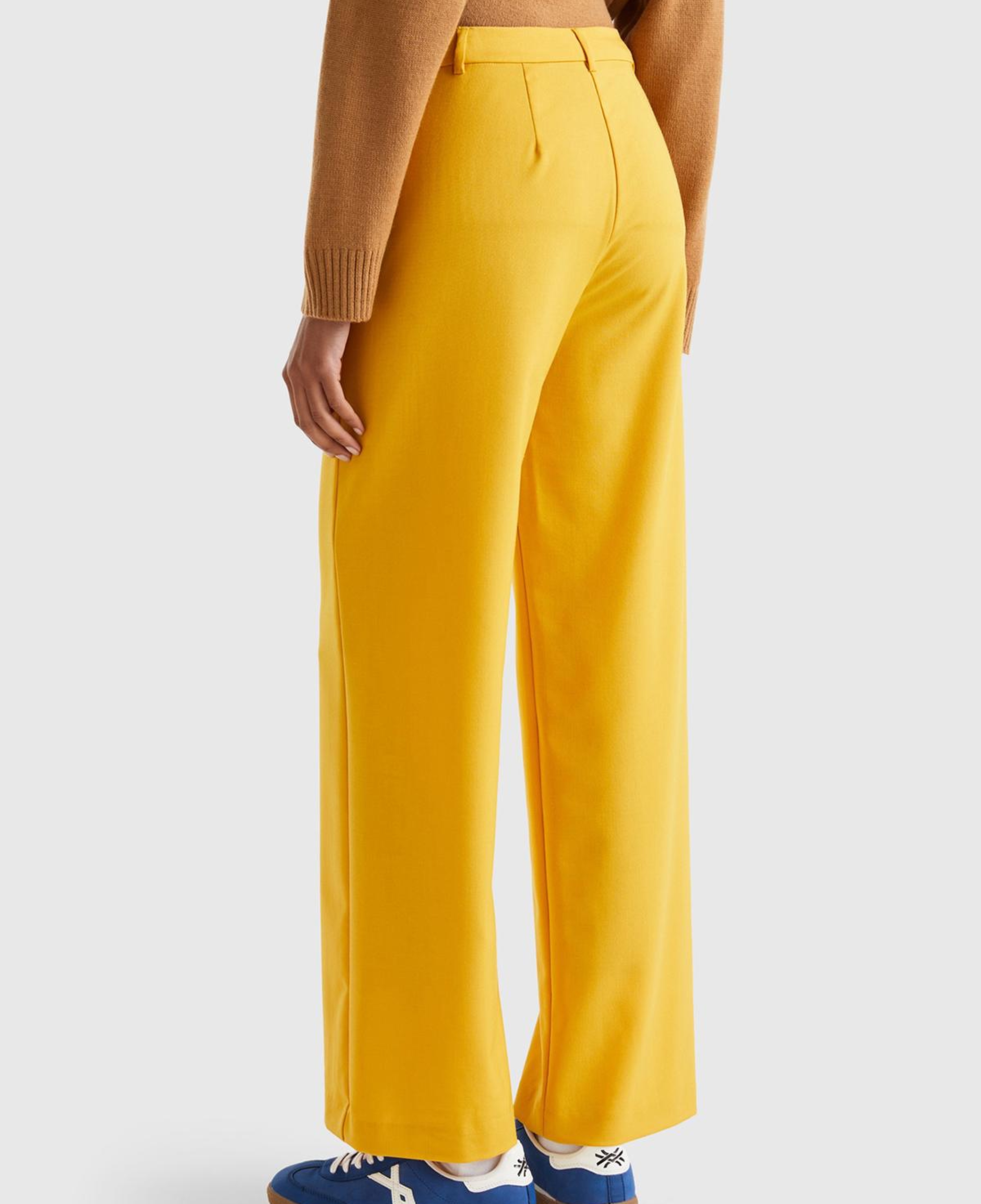 Kadın Hardal Poliviskoz Regular Fit  Düz Paça Pantolon
