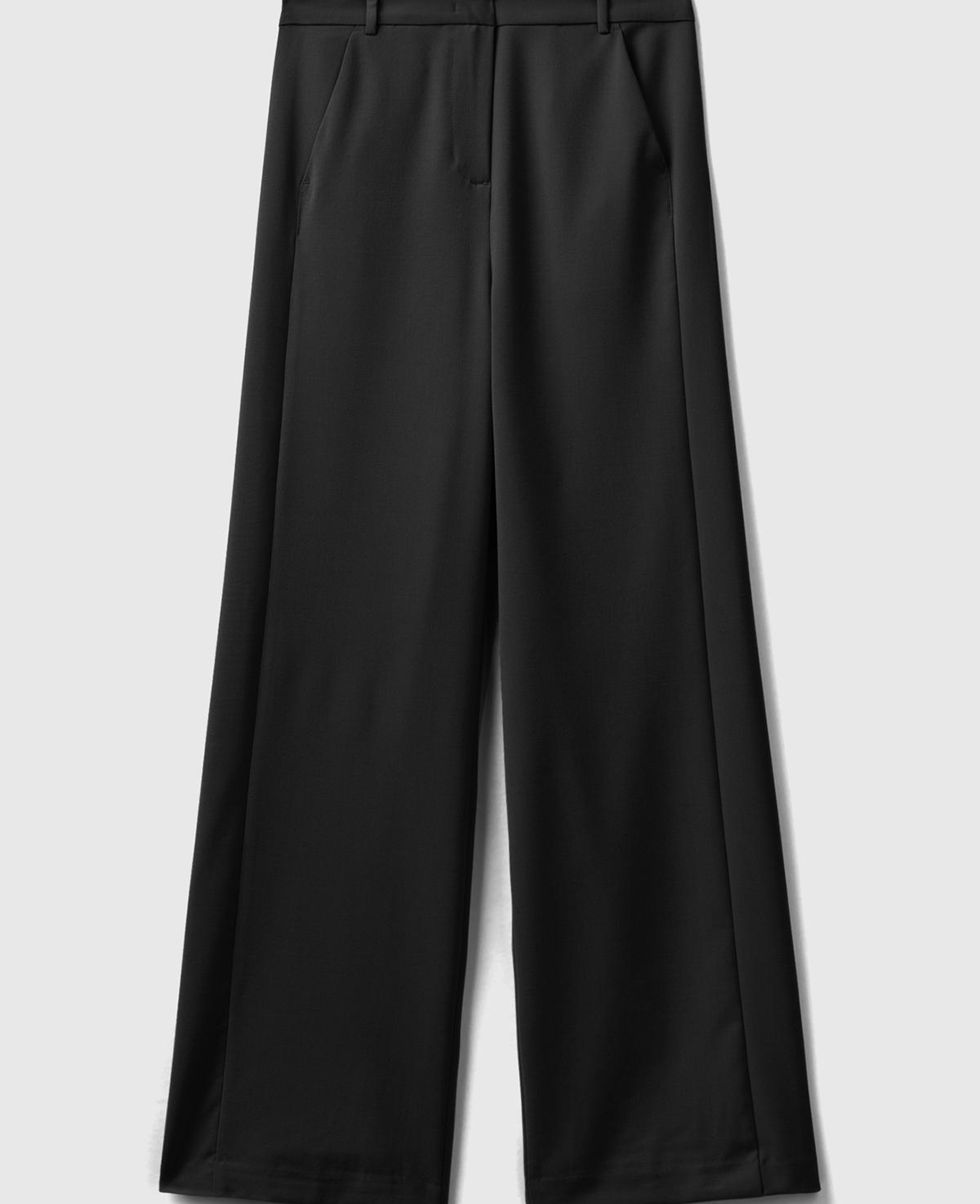 Kadın Siyah Poliviskoz Regular Fit  Düz Paça Pantolon