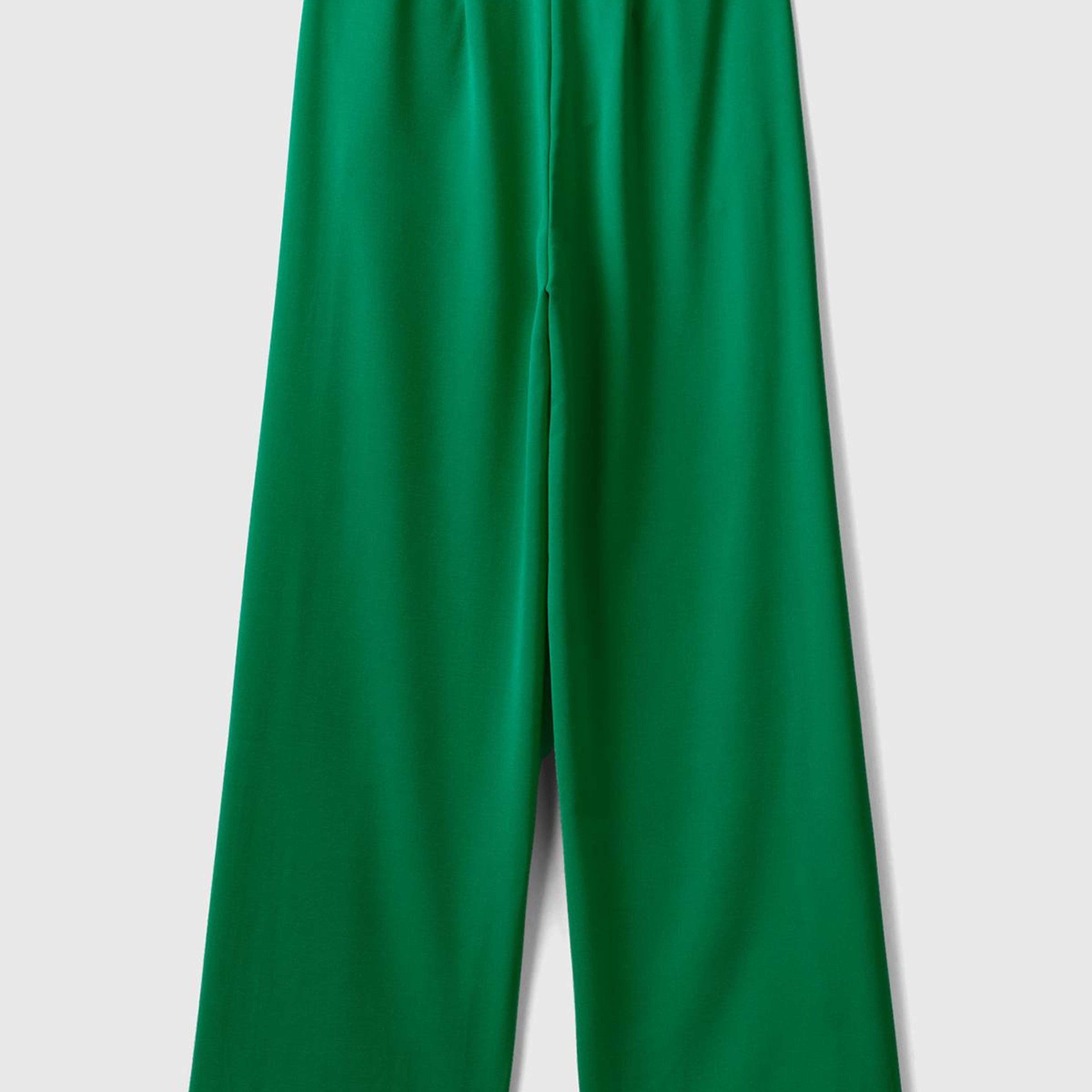 Kadın Yeşil Poliviskoz Regular Fit  Düz Paça Pantolon