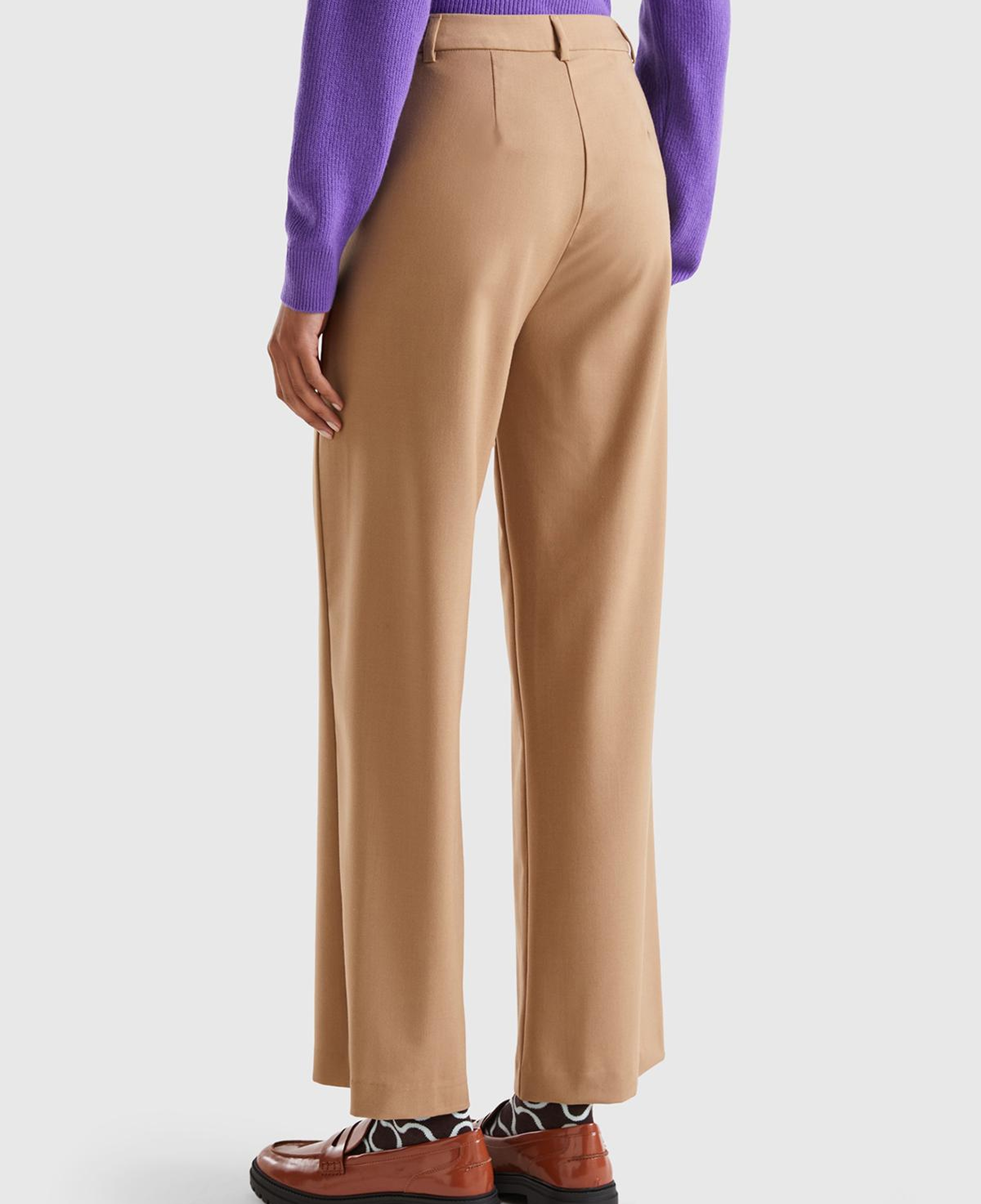 Kadın Taba Poliviskoz Regular Fit  Düz Paça Pantolon