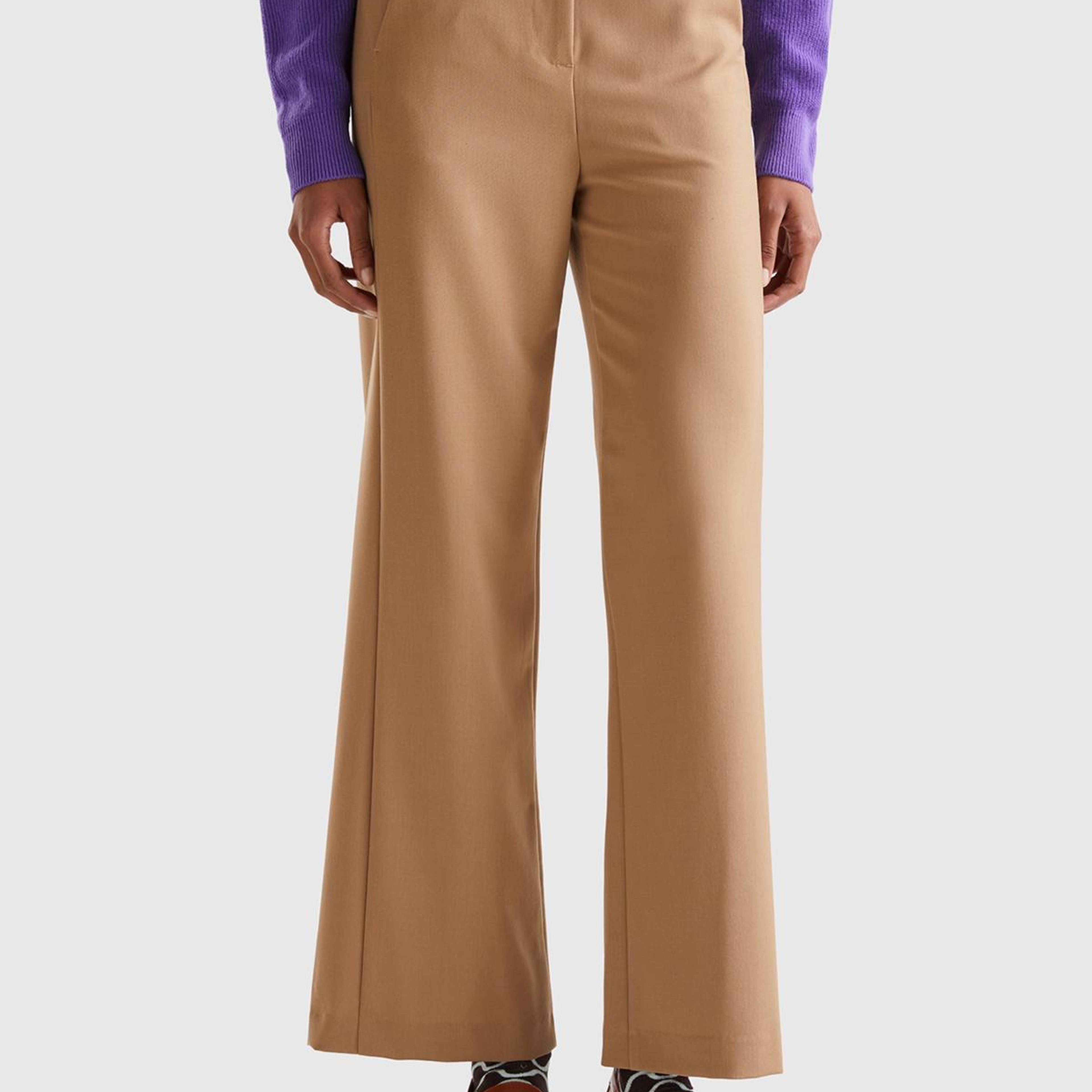 Kadın Taba Poliviskoz Regular Fit  Düz Paça Pantolon