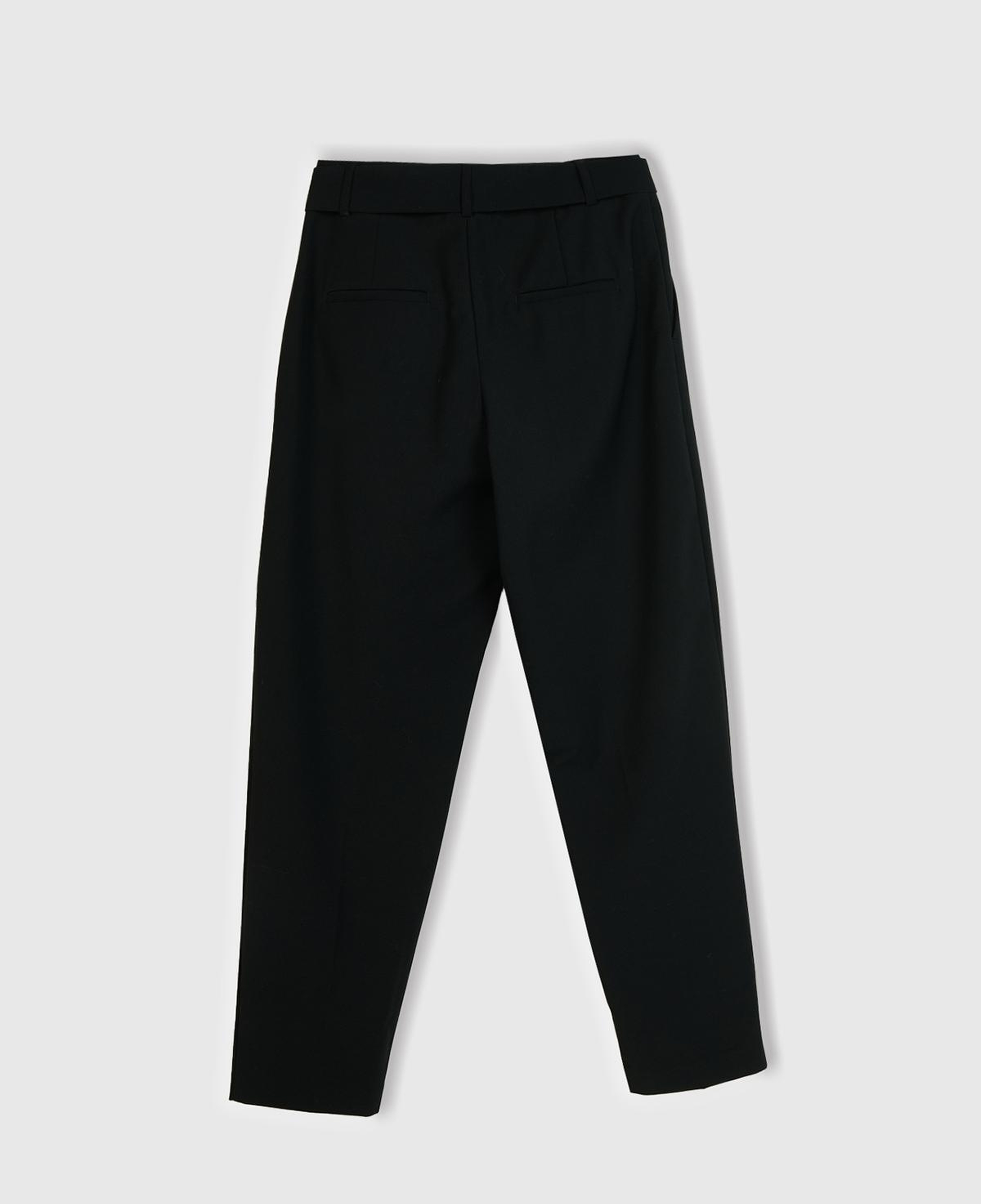 Kadın Siyah Poliviskoz Rahat Kalıp Kemerli Pantolon