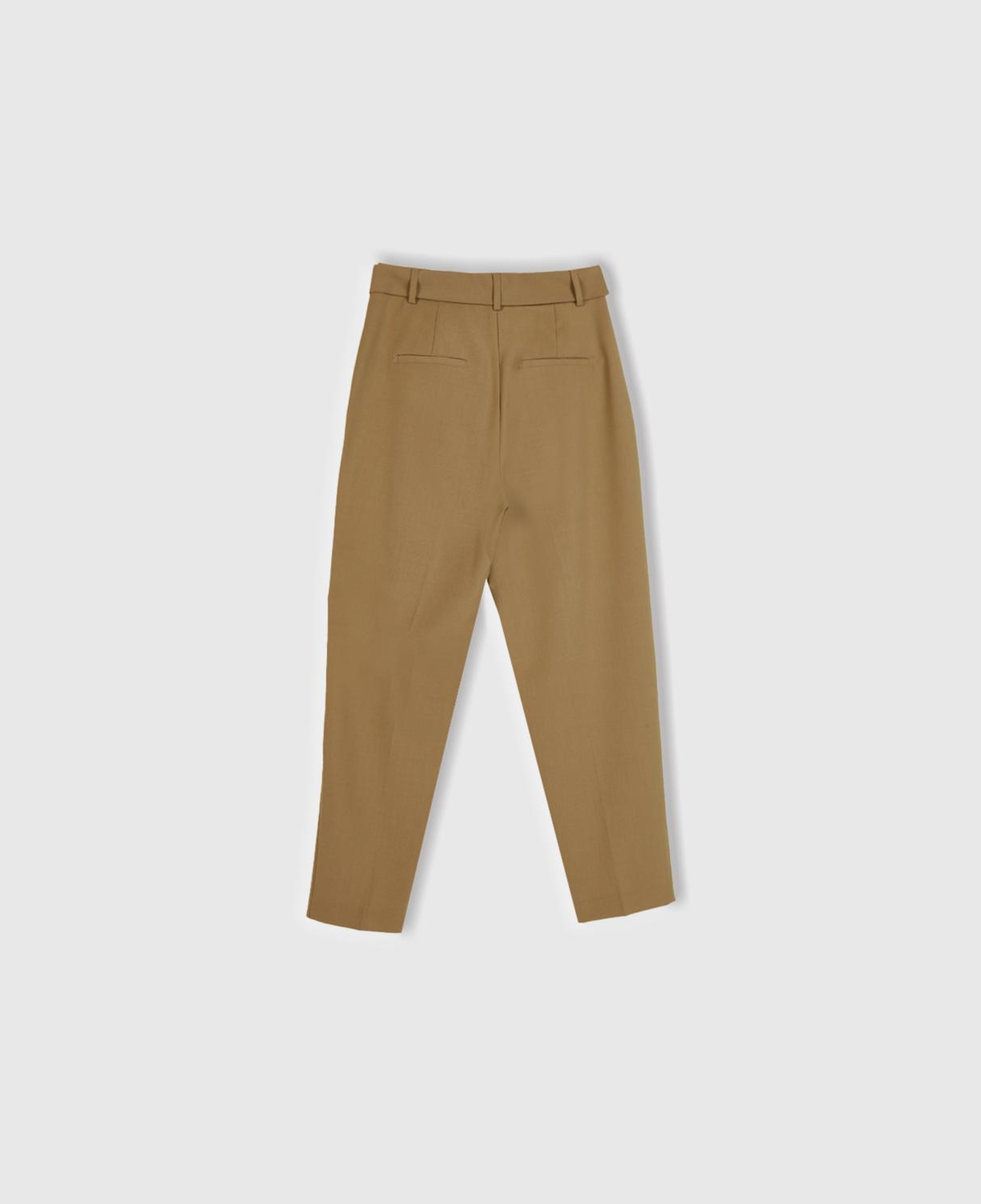 Kadın Kahverengi Poliviskoz Rahat Kalıp Kemerli Pantolon