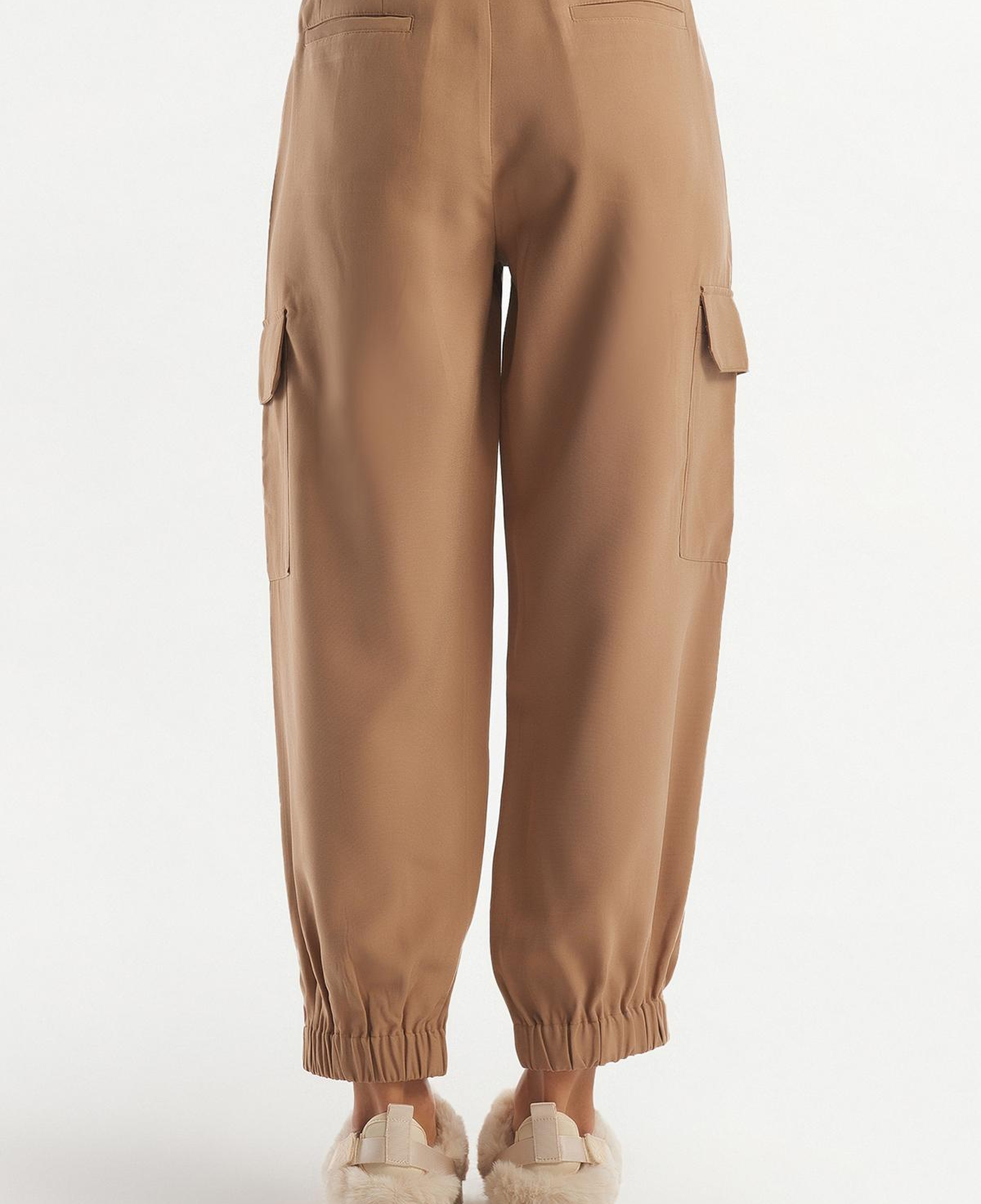 Kadın Kahverengi Bilekten Lastikli Kargo Pantolon