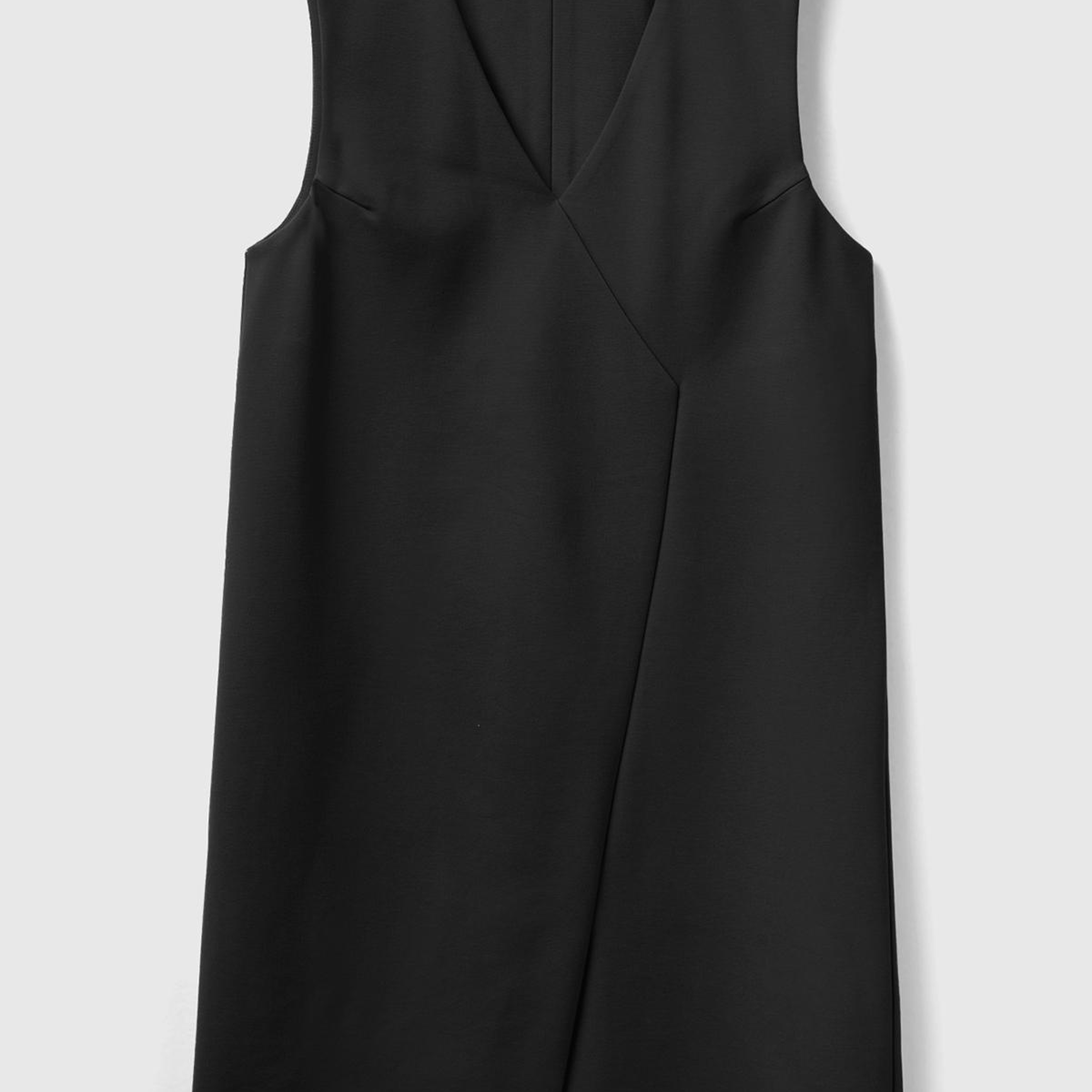 Kadın Siyah Önden Çapraz Bağlamalı Kolsuz Midi Boy Elbise