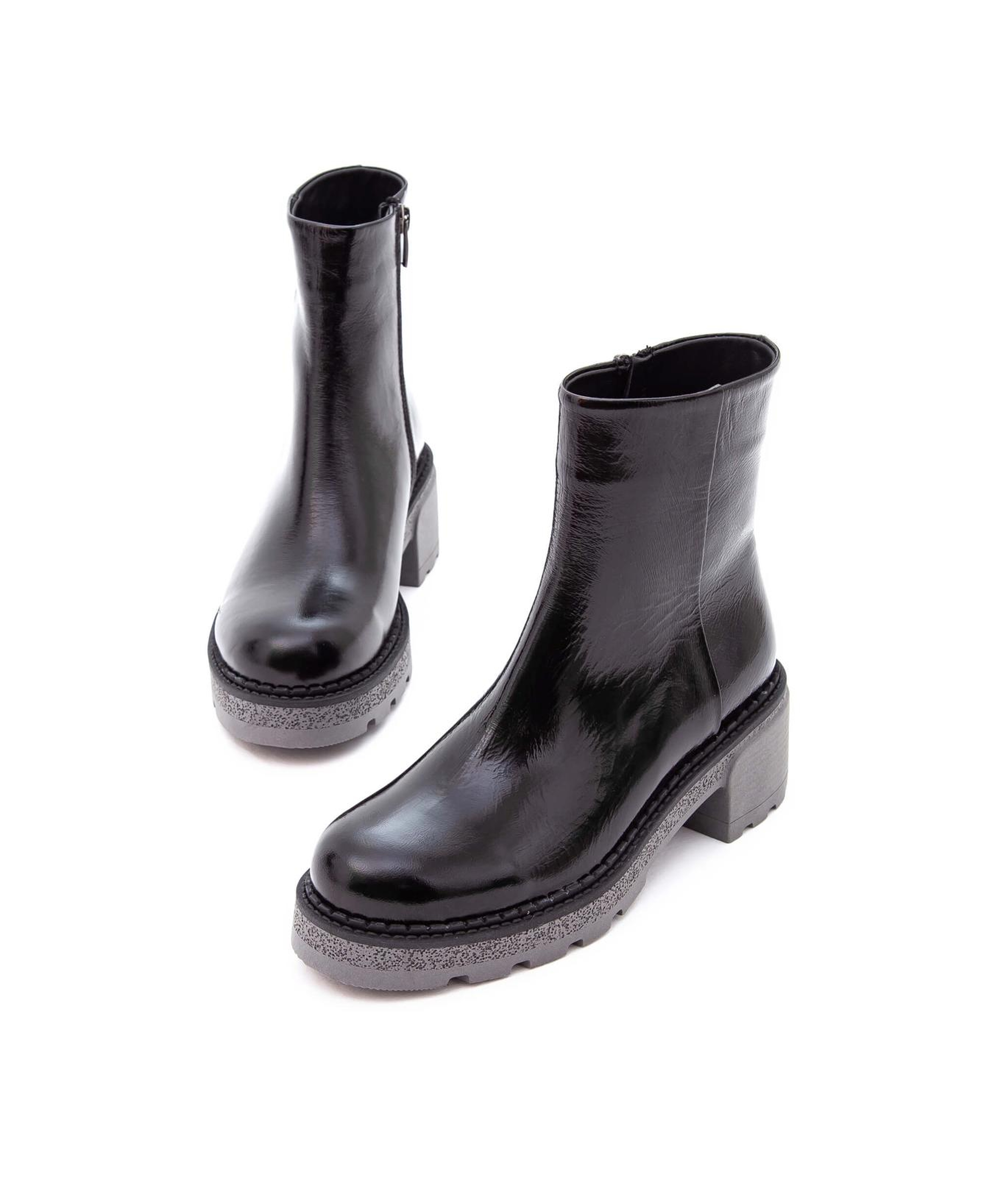 Tamer Tanca Kadın Hakiki Deri Siyah Rugan Casual Bot