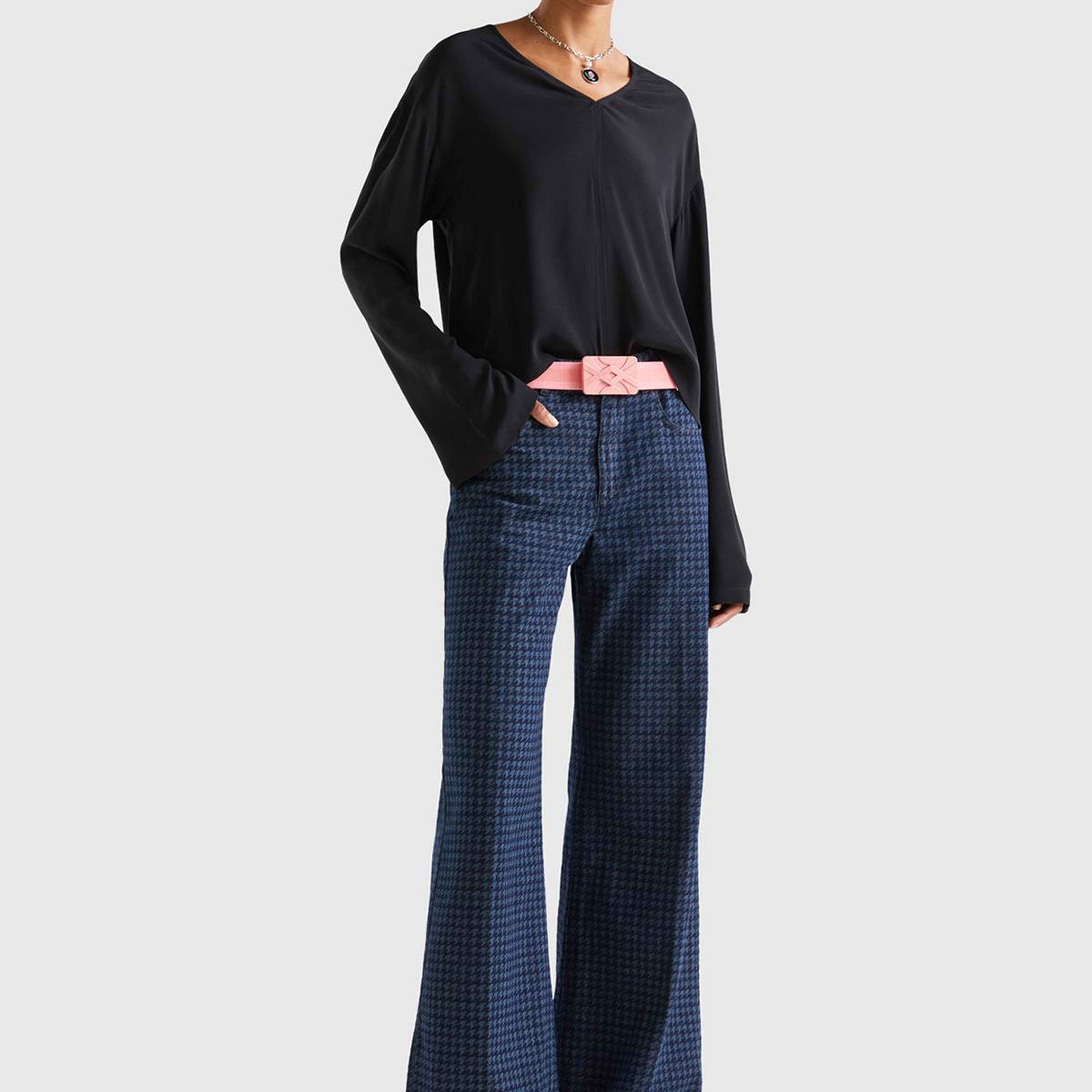 Kadın Siyah V Yaka Viskoz Bluz