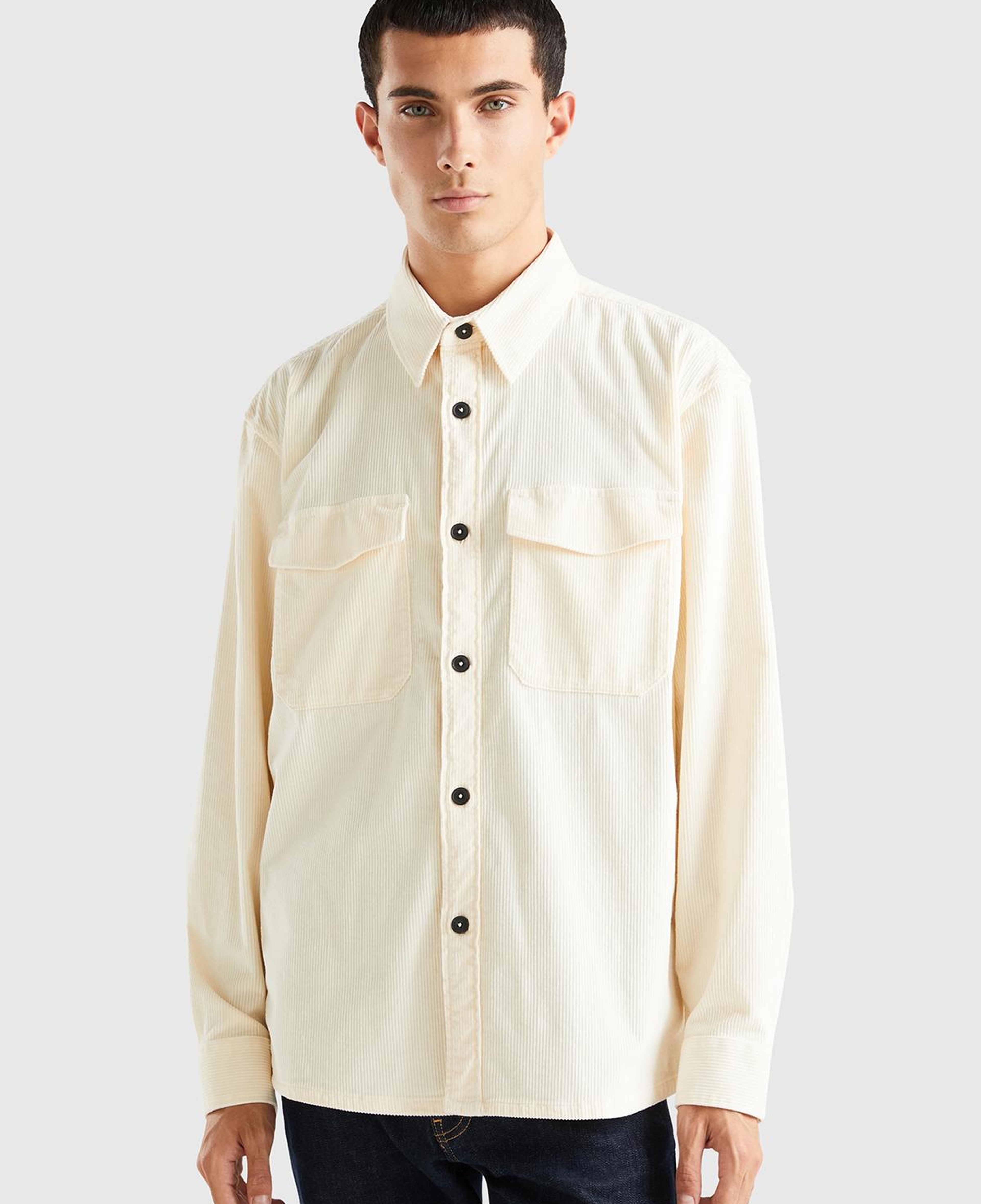 Erkek Beyaz Kadife Gömlek