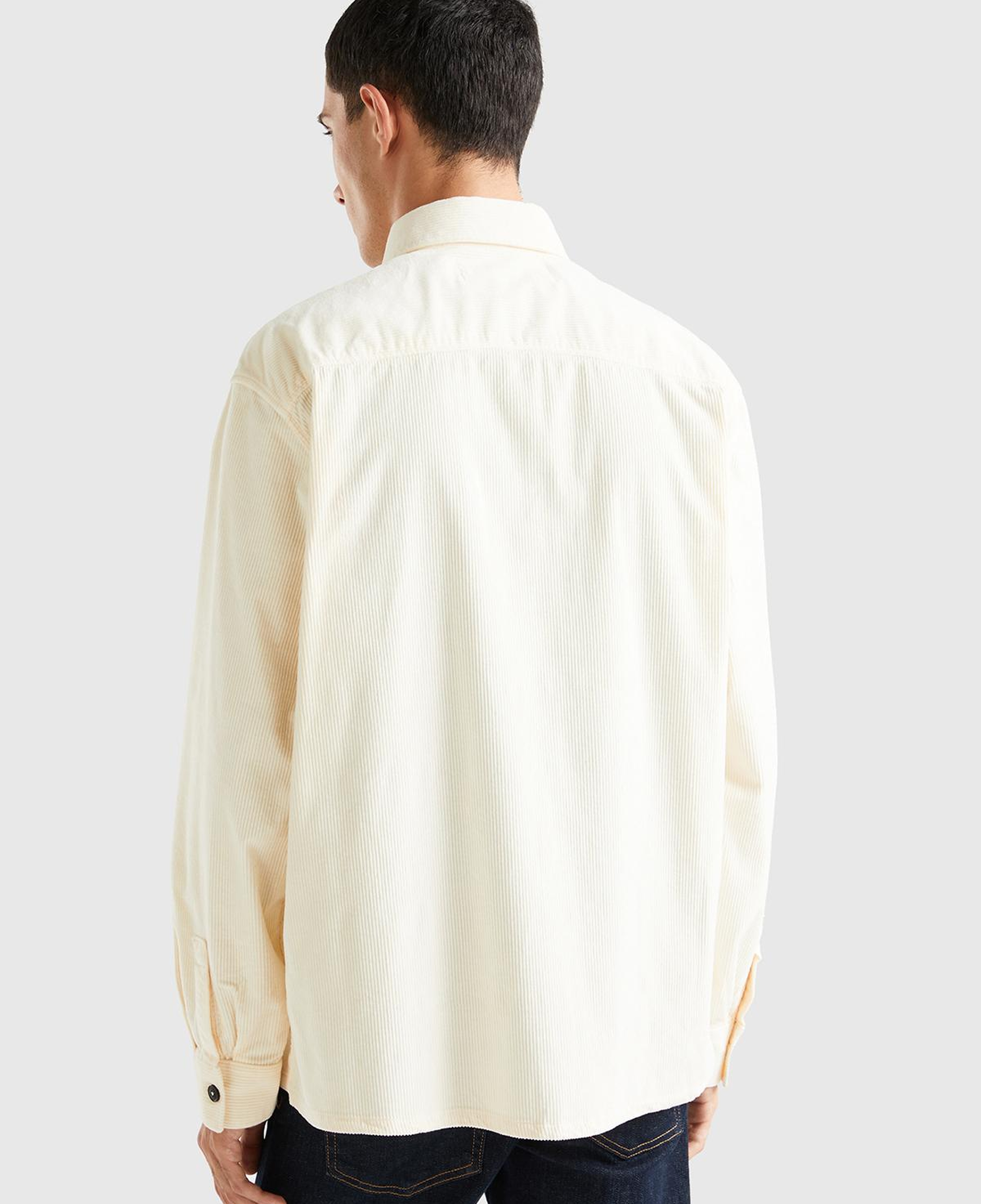 Erkek Beyaz Kadife Gömlek