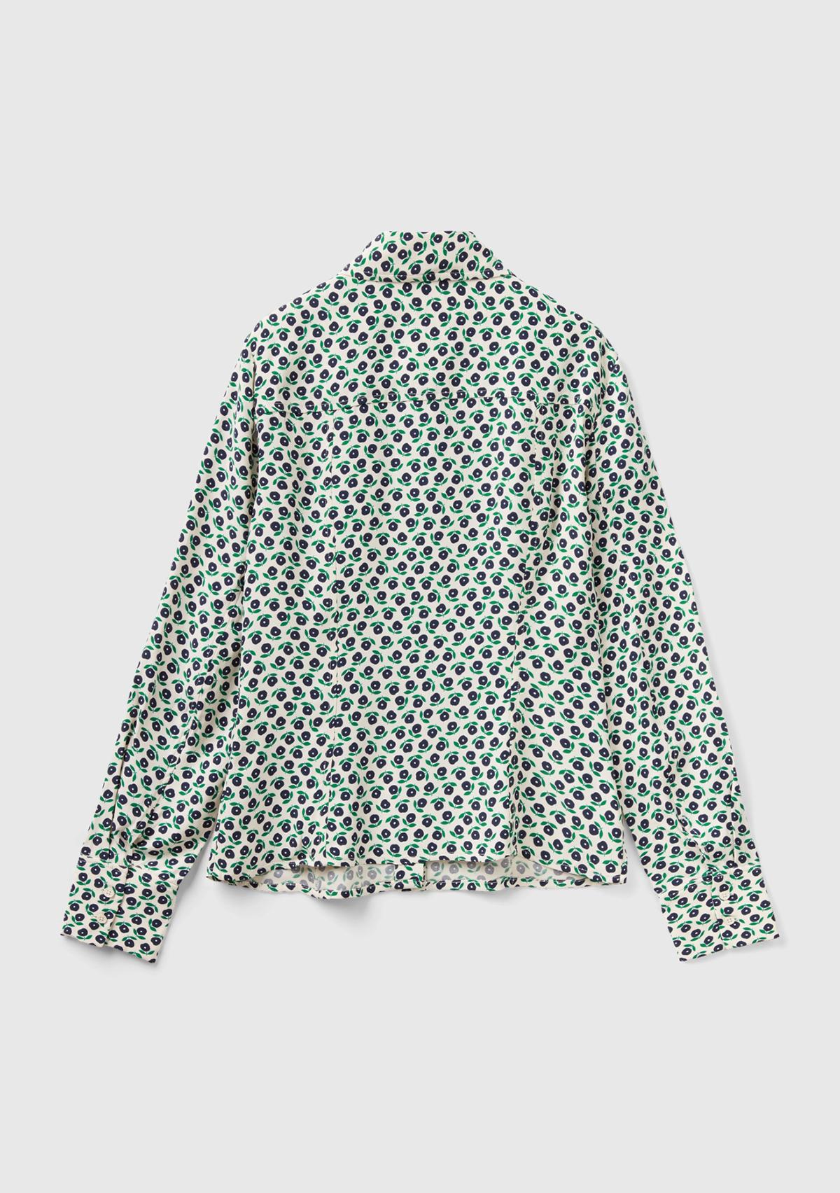 Kadın Yeşil Mix Çiçek Desenli Viskoz Gömlek