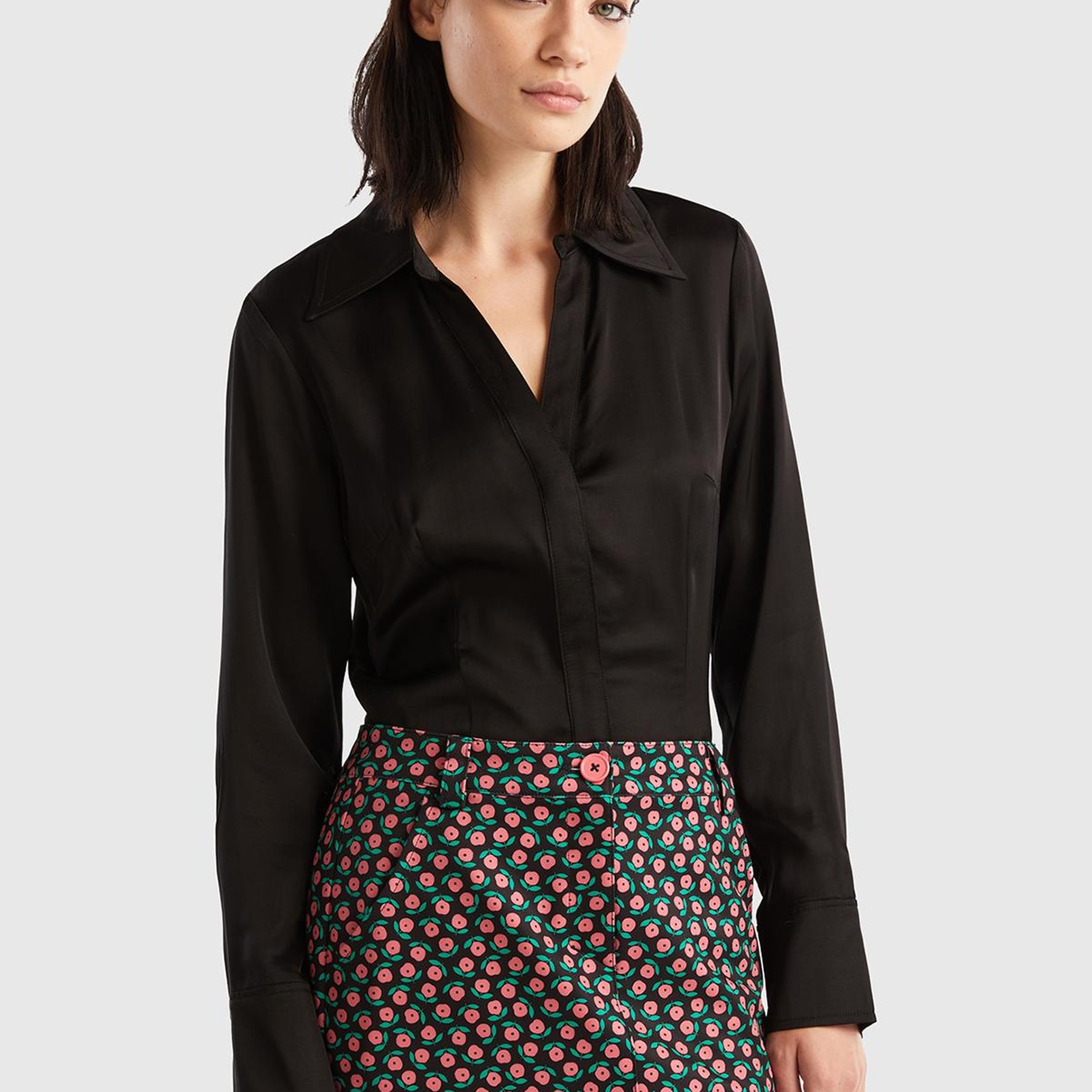 Kadın Siyah Viskoz Gömlek