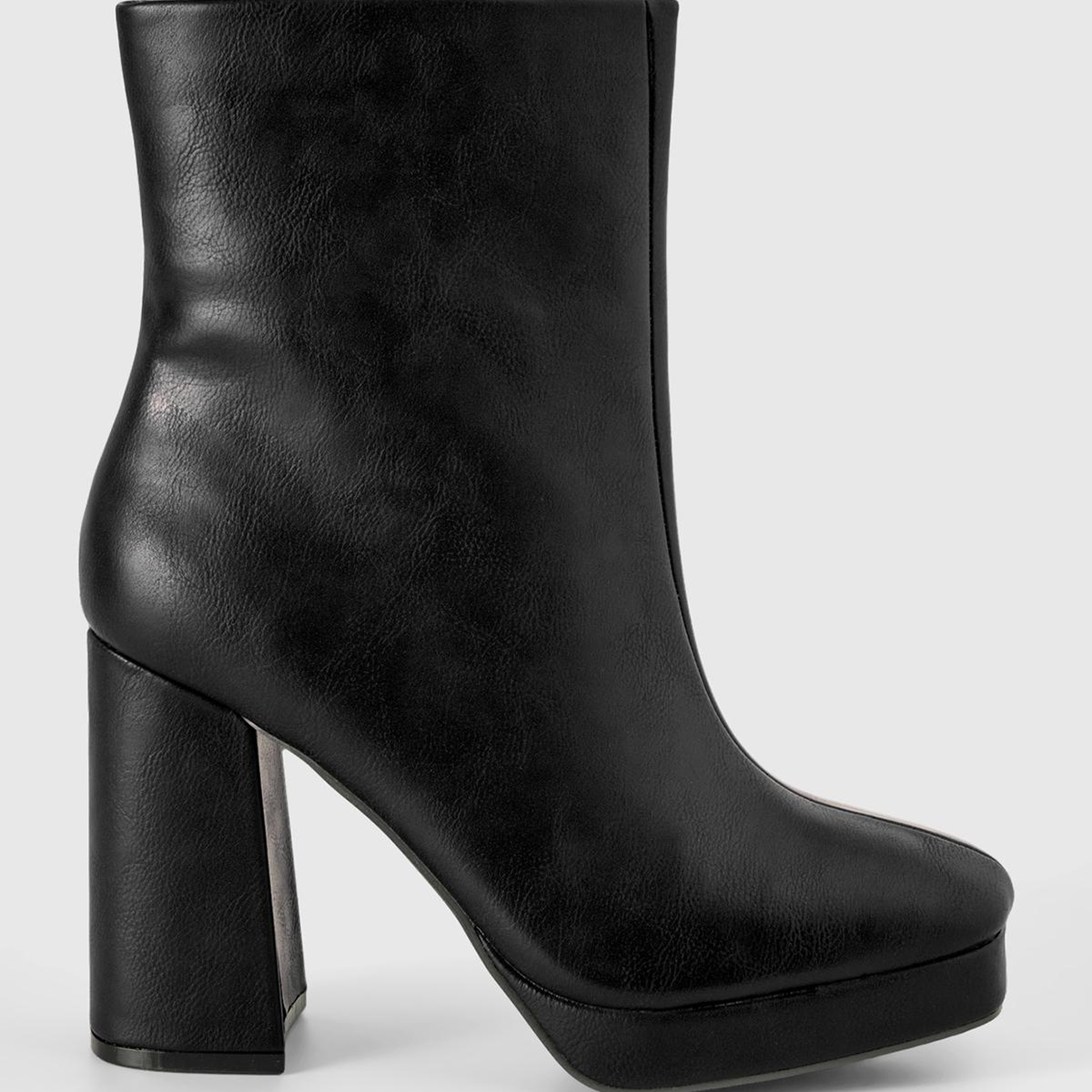 Kadın Siyah Suni Deri Yarım Çizme