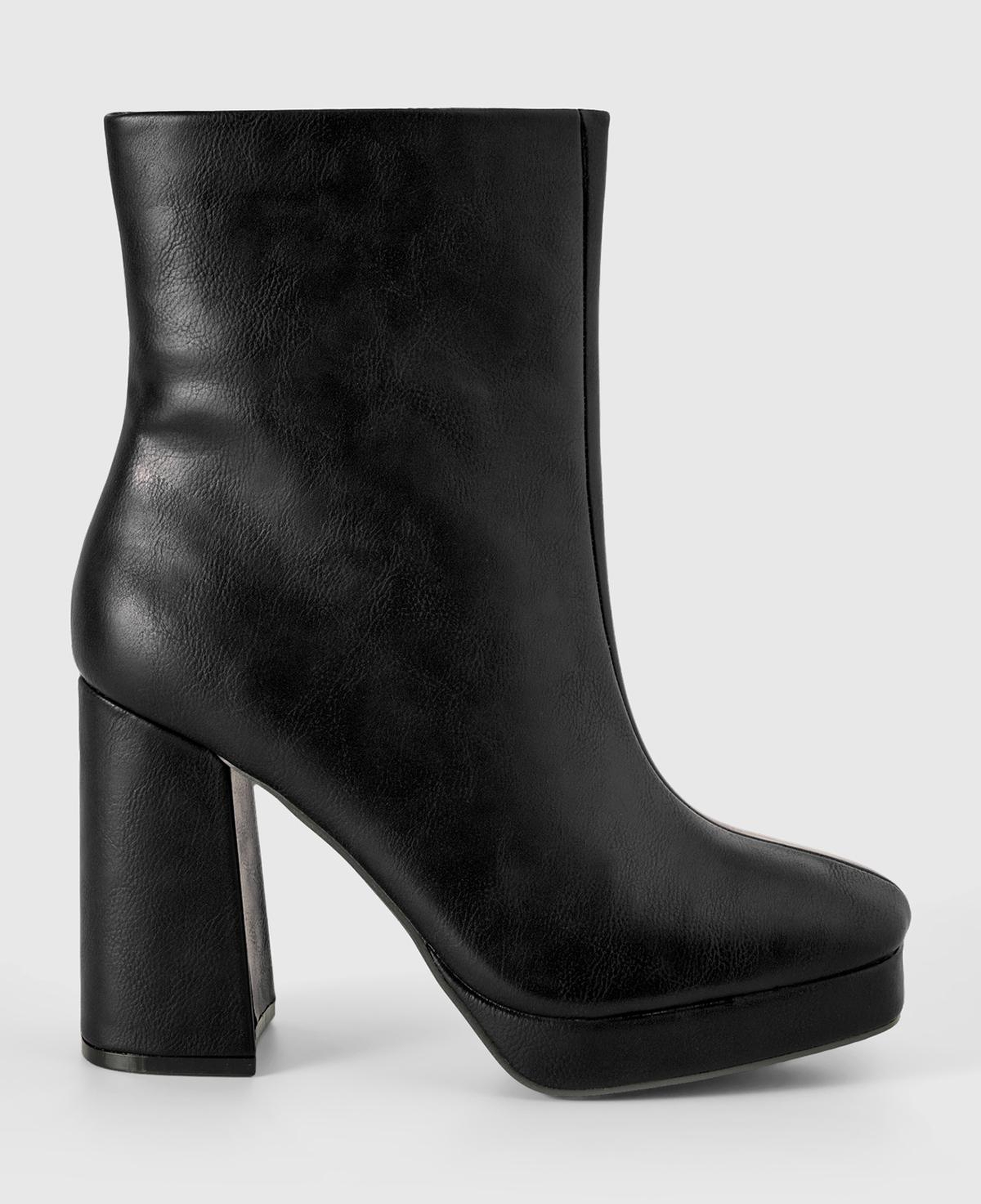 Kadın Siyah Suni Deri Yarım Çizme