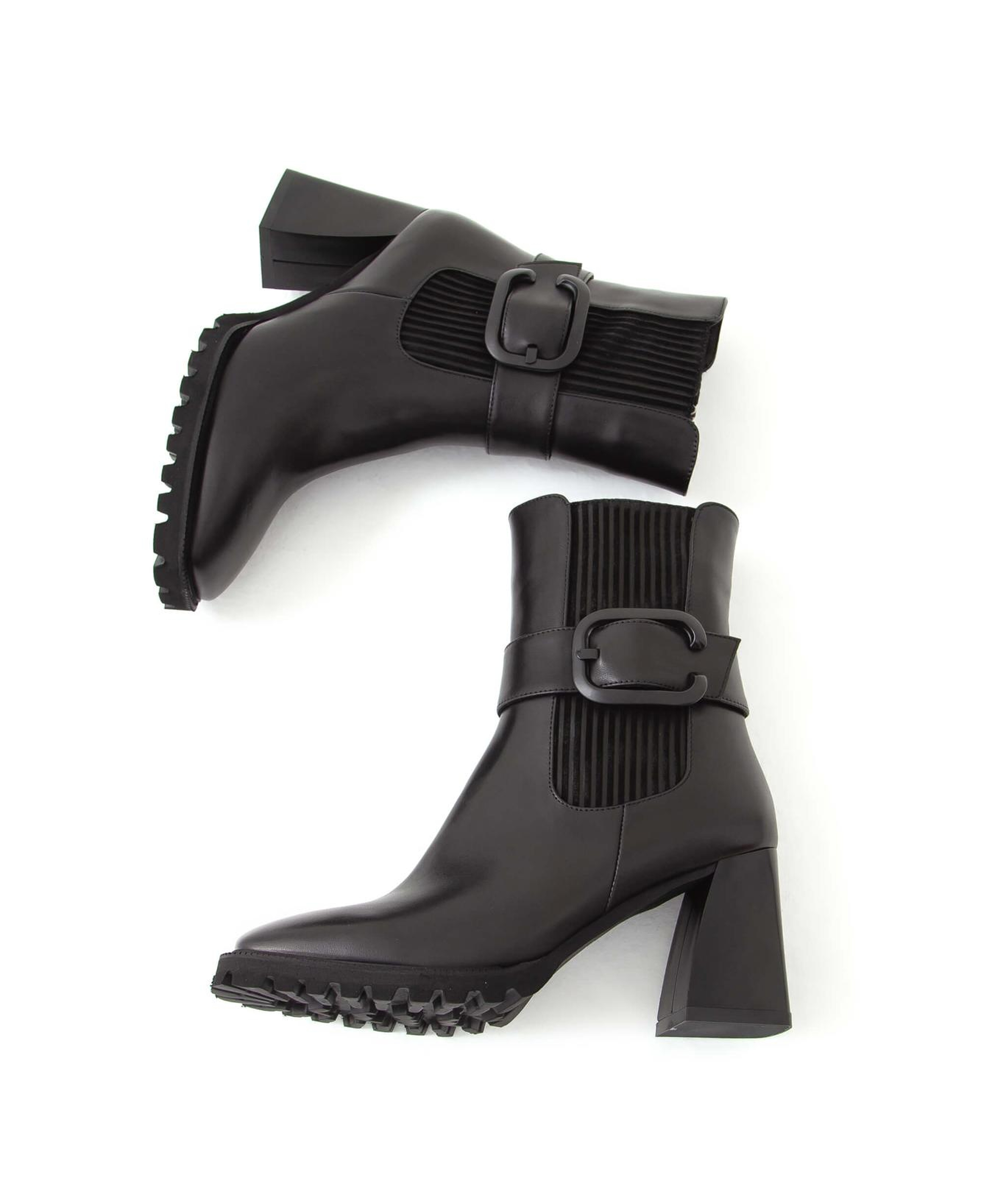 Tamer Tanca Kadın Hakiki Deri Siyah Deri Topuklu Bot