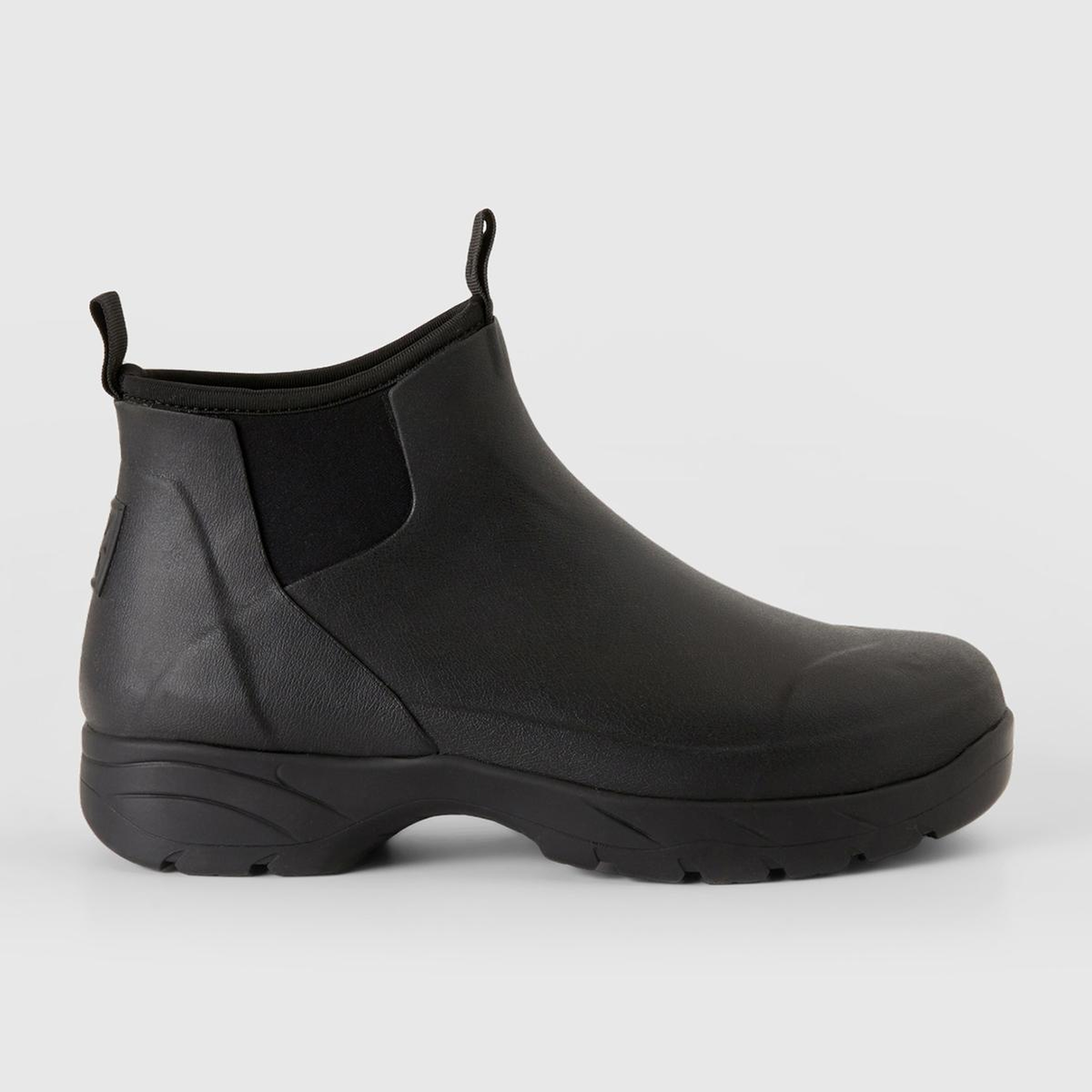 Unisex Siyah Suni Deri Yarım Bot