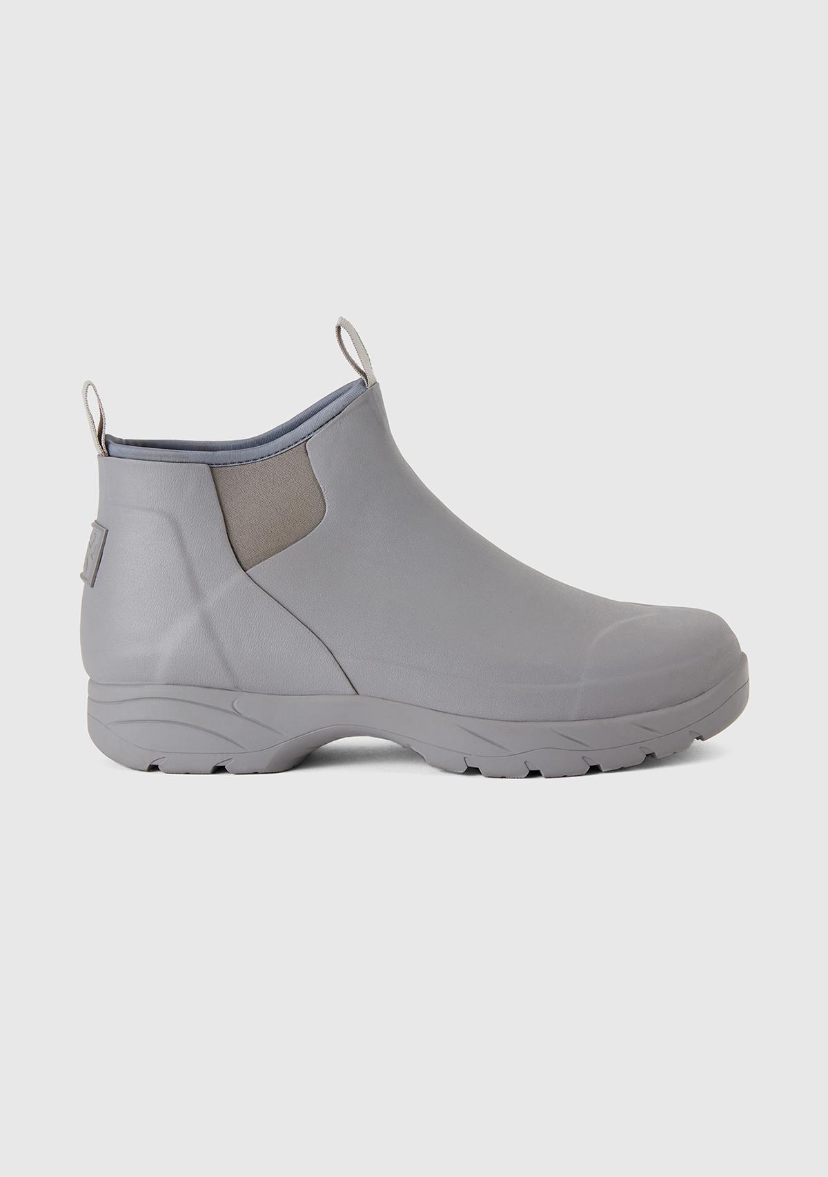 Unisex Gri Suni Deri Yarım Bot