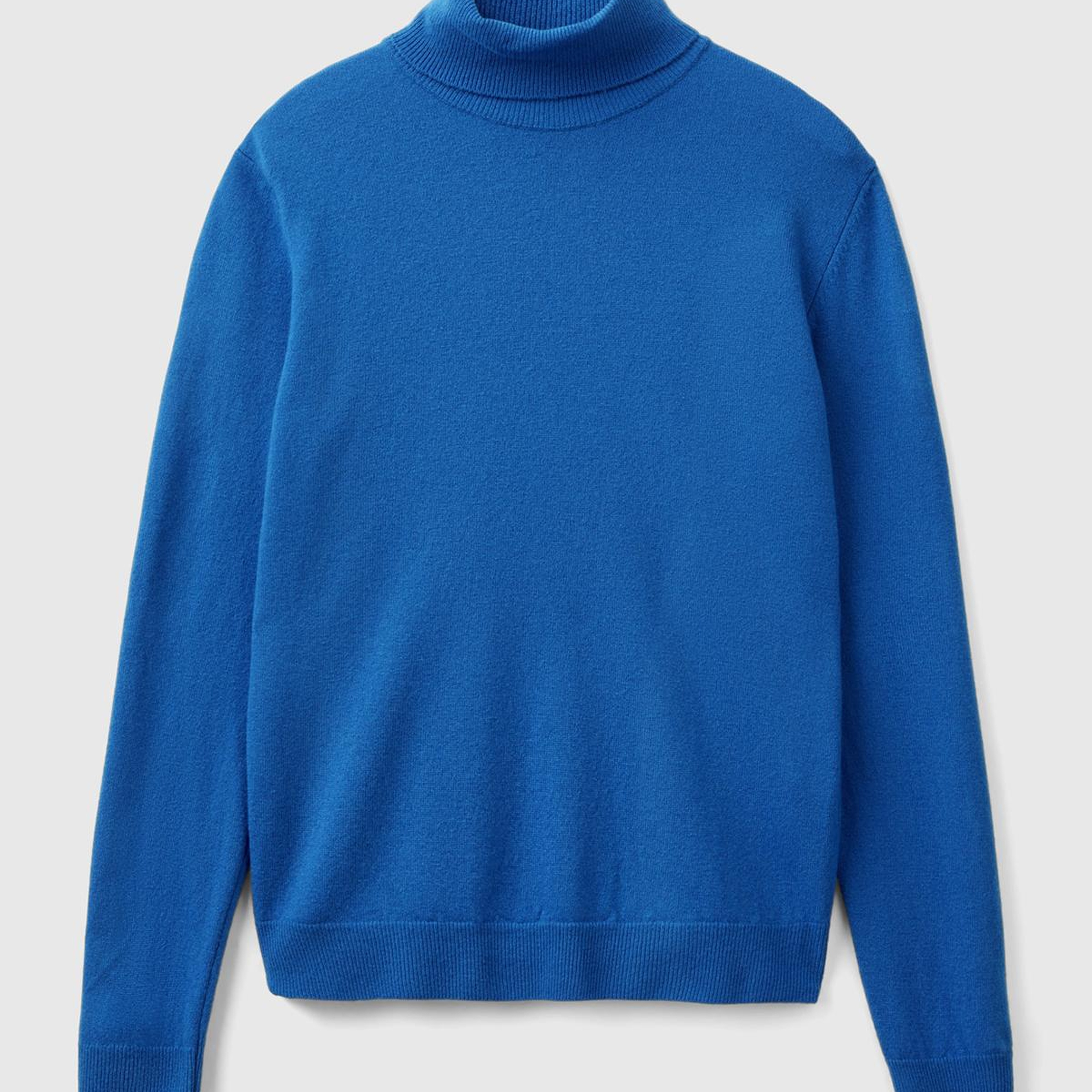 Kadın Gece Mavisi Dik Yaka %100 Merino Kazak