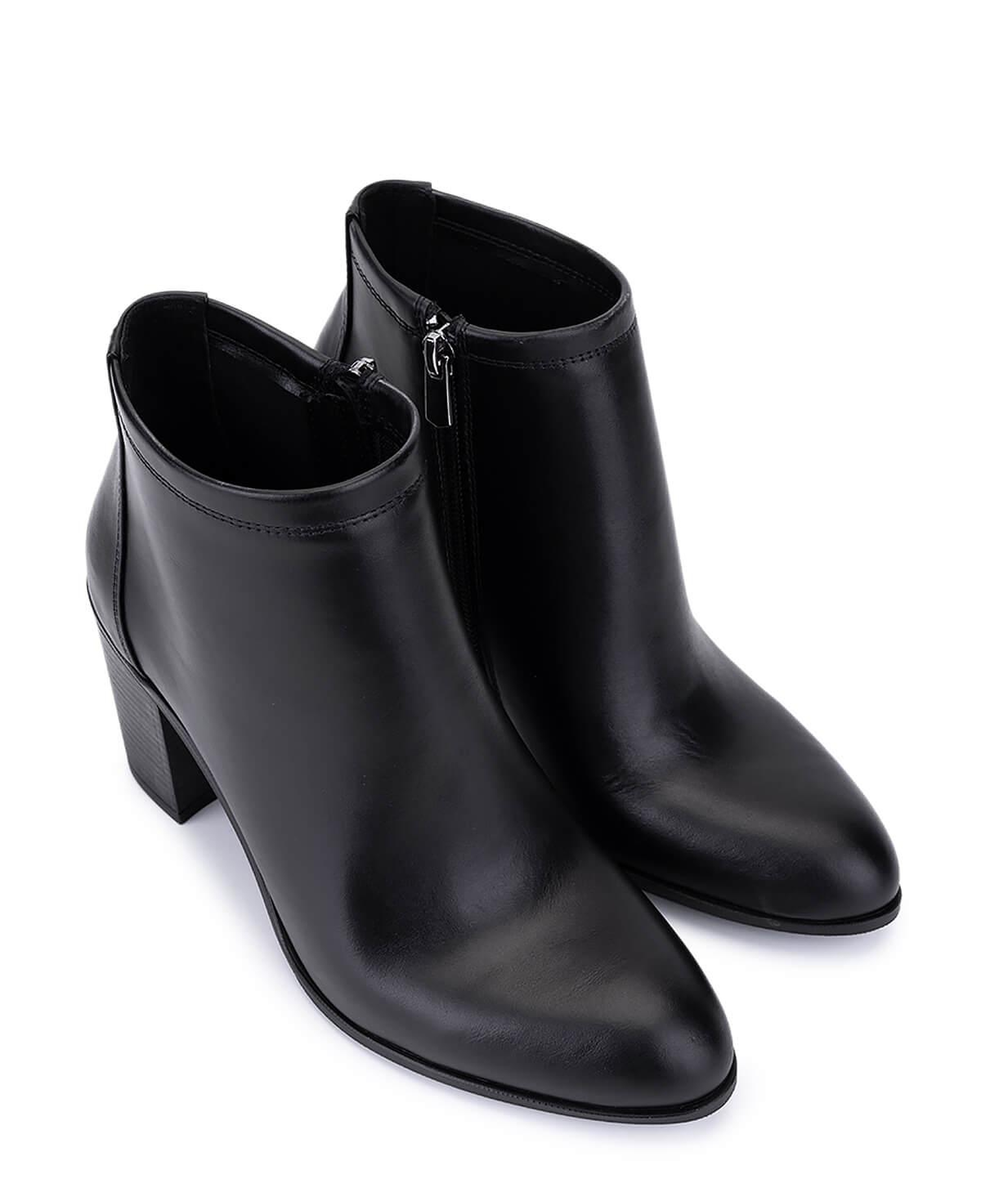 Tamer Tanca Kadın Hakiki Deri Siyah Deri Topuklu Bot