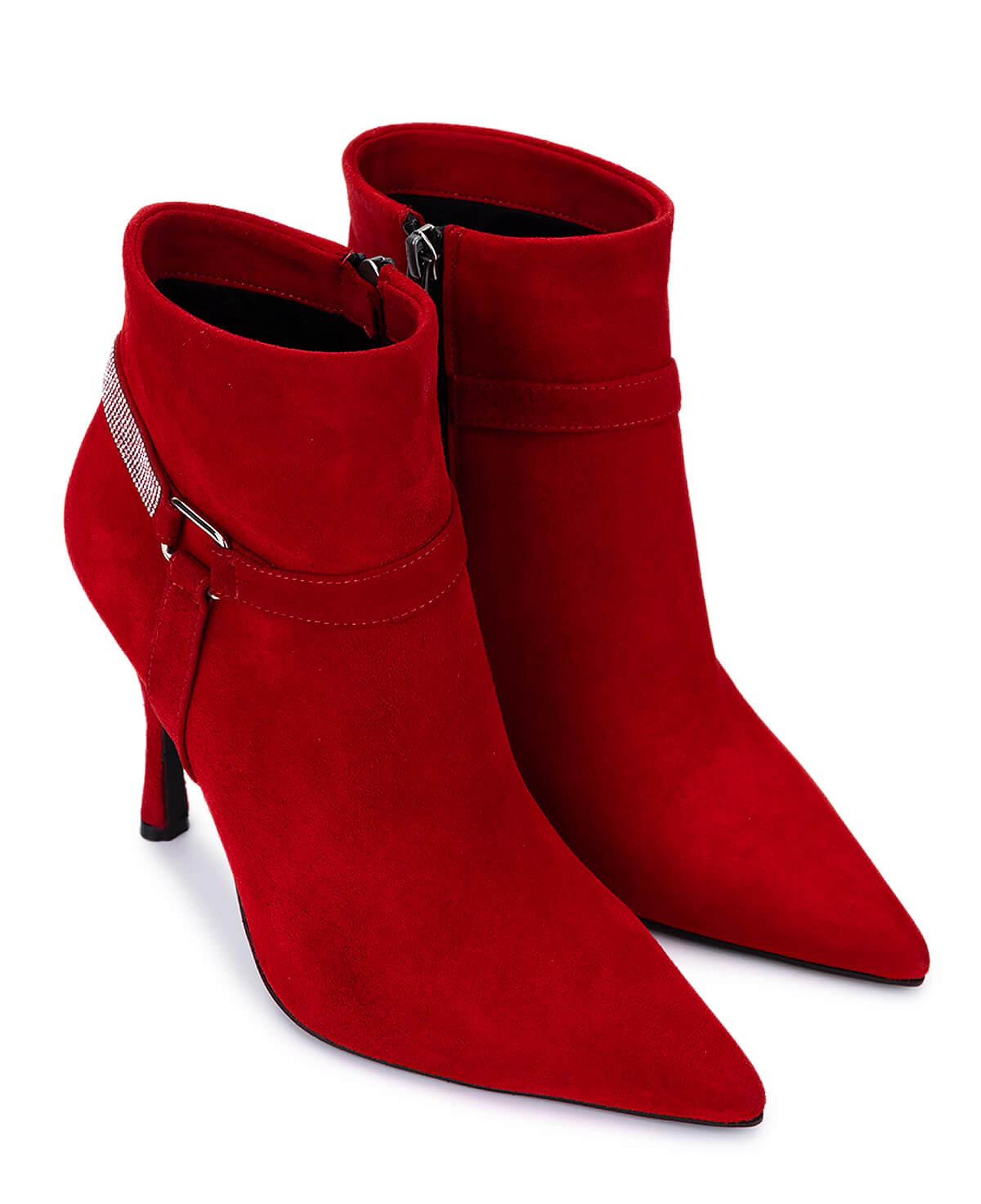 Tamer Tanca Kadın Hakiki Deri Kırmızı Süet Topuklu Bot