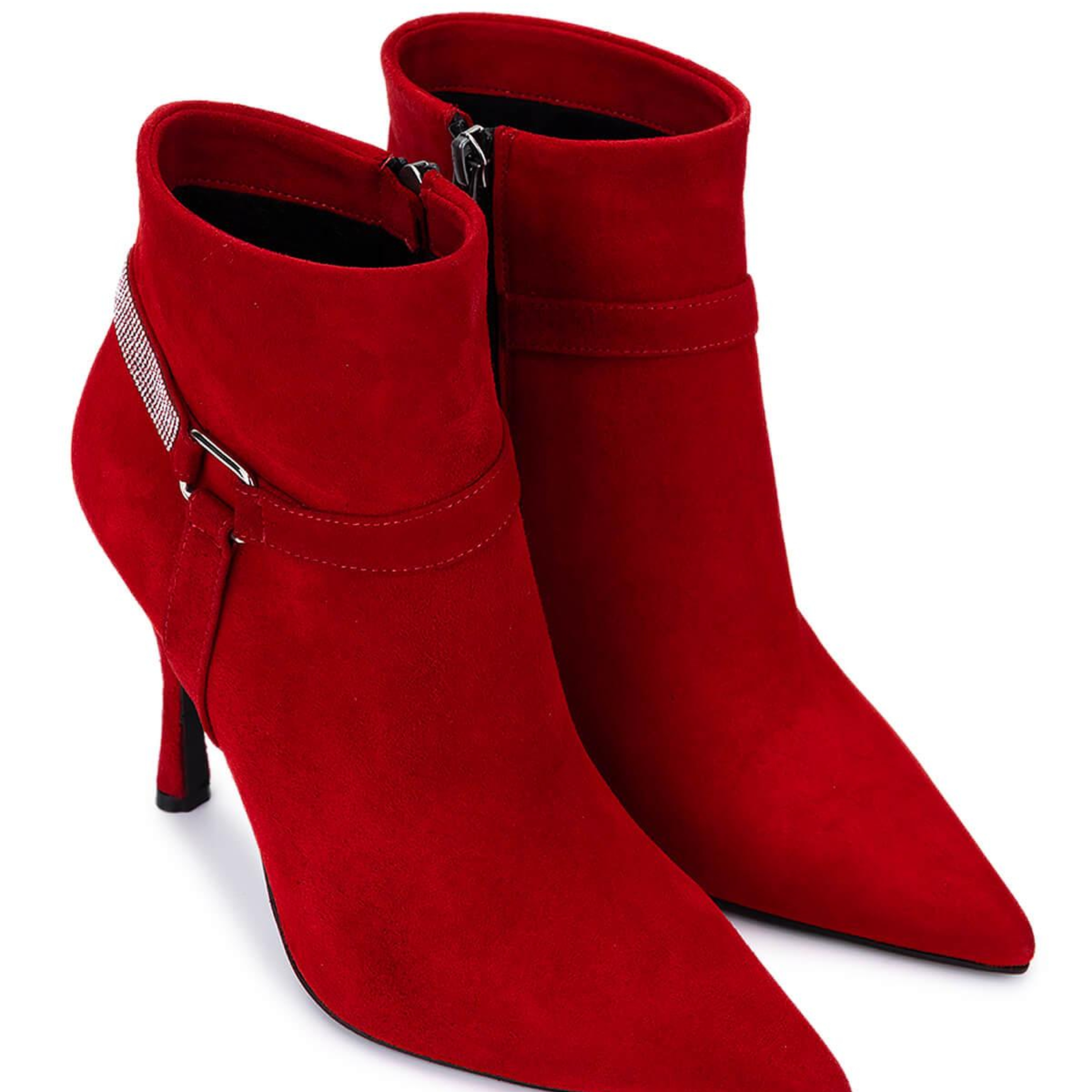 Tamer Tanca Kadın Hakiki Deri Kırmızı Süet Topuklu Bot