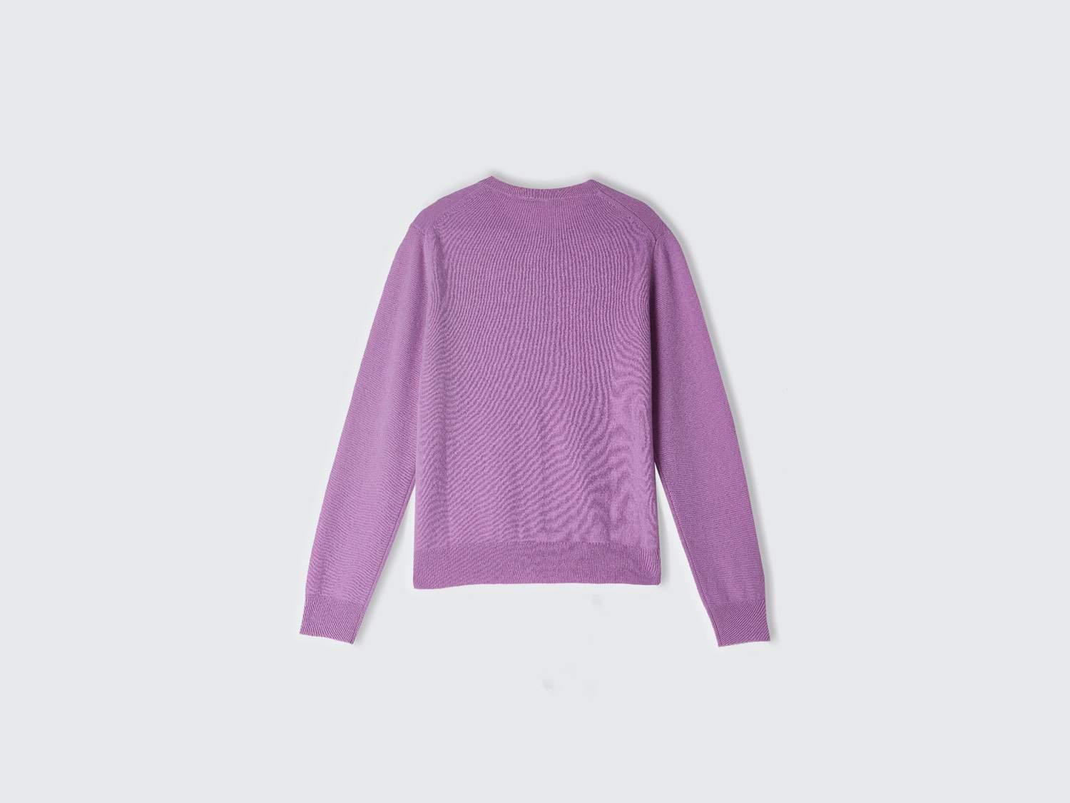 Kadın Lila %100 Kaşmir Yuvarlak Yaka Önü Düğme İliklemeli Hırka