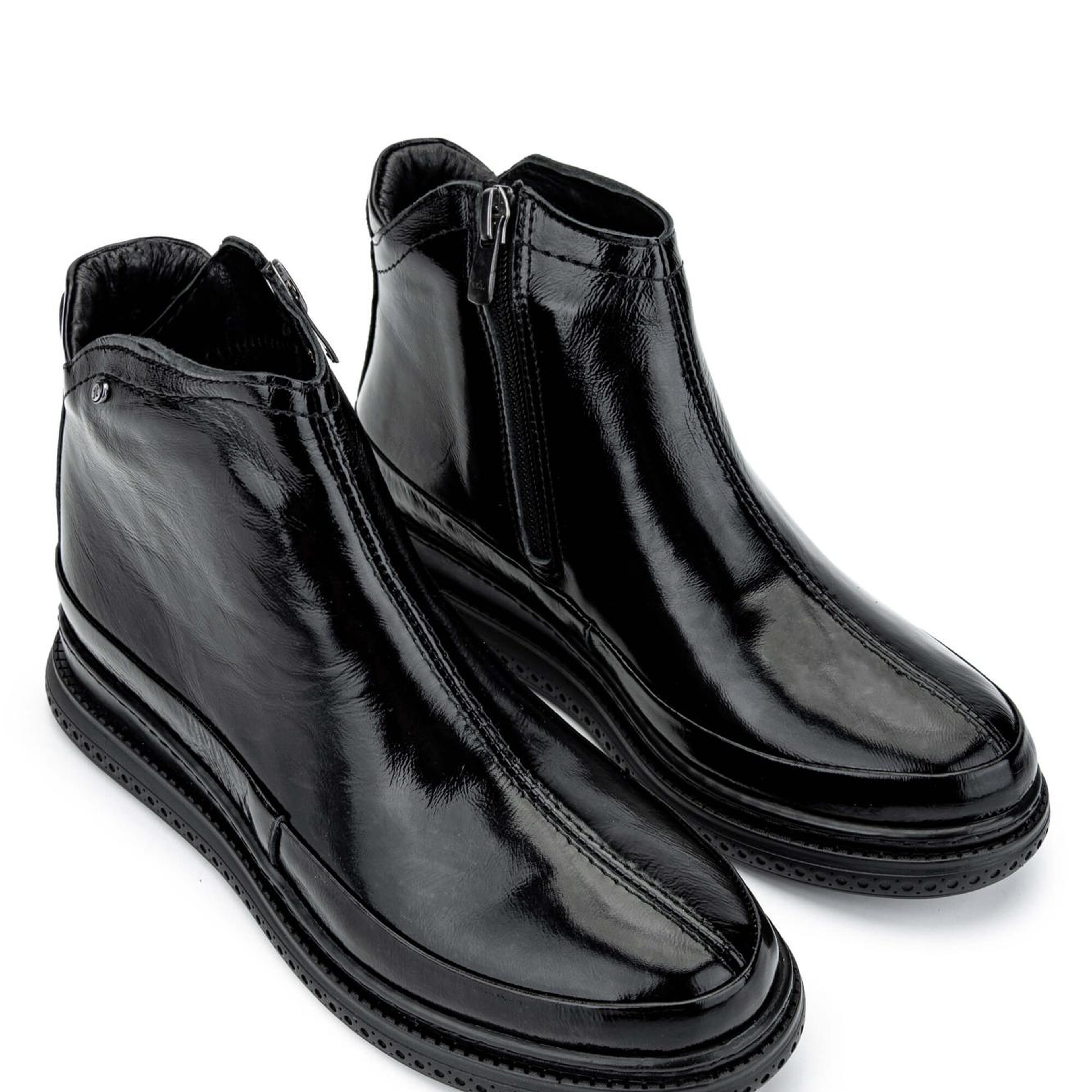 Tamer Tanca Kadın Hakiki Deri Siyah Rugan Casual Bot