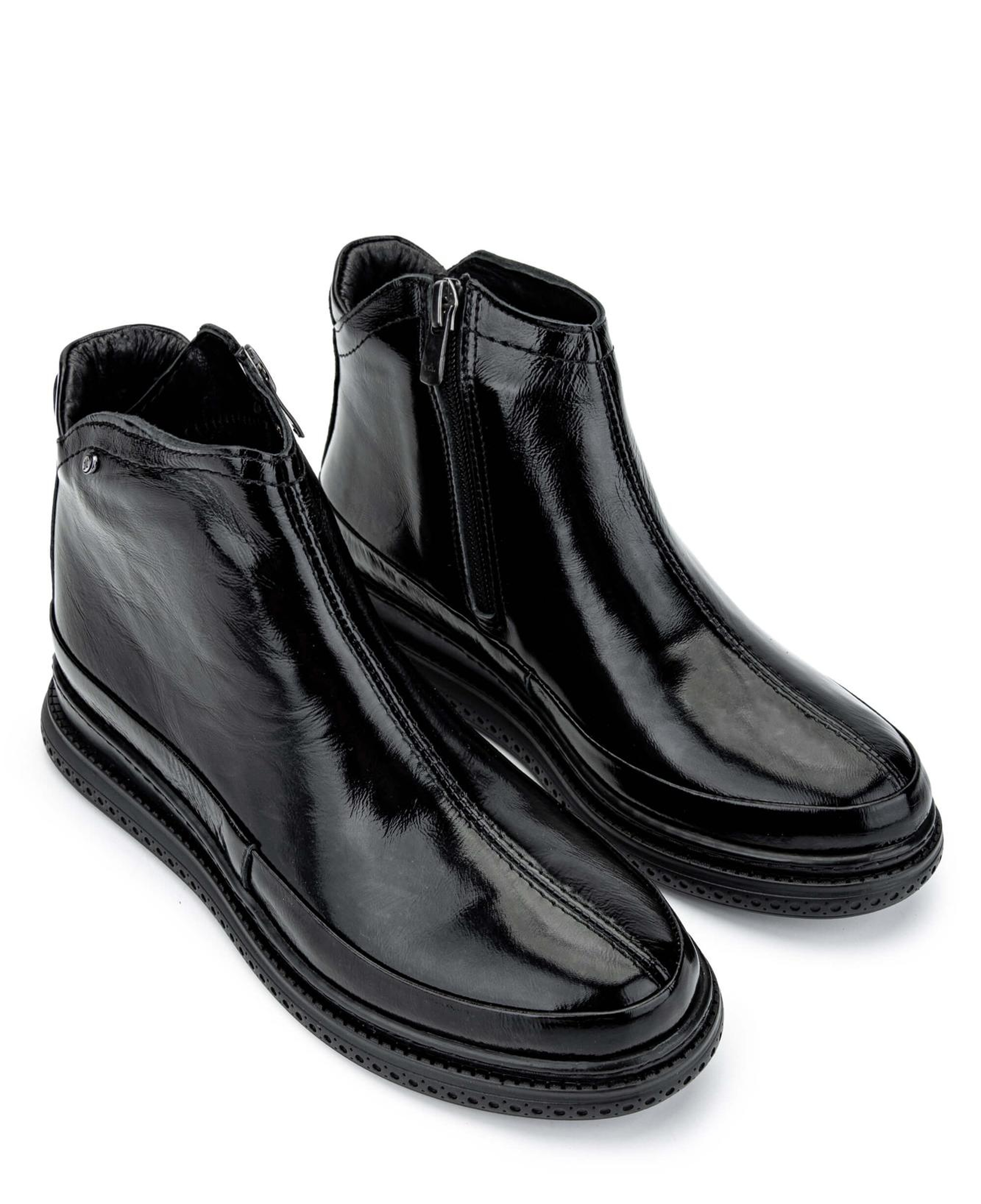 Tamer Tanca Kadın Hakiki Deri Siyah Rugan Casual Bot