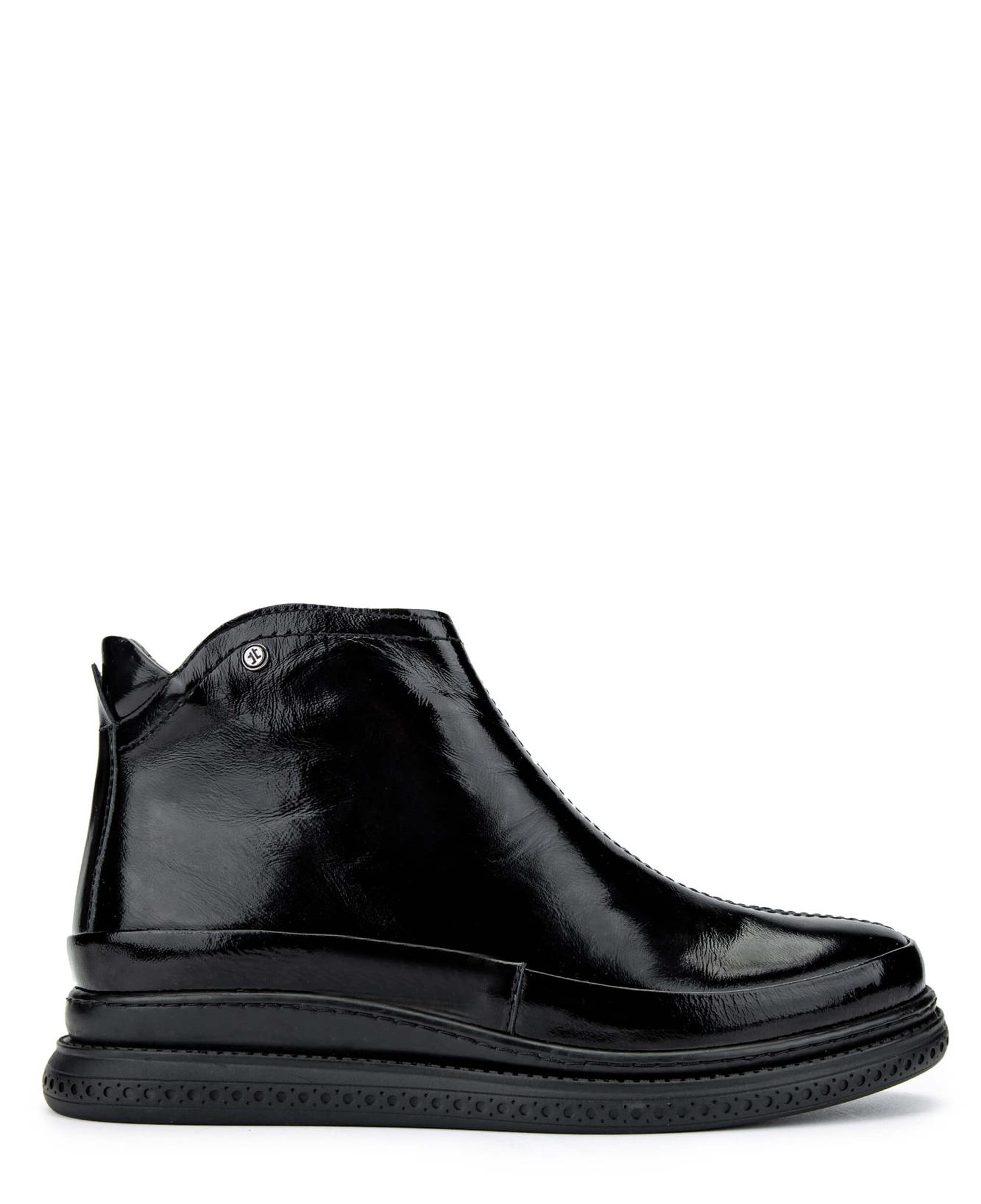 Tamer Tanca Kadın Hakiki Deri Siyah Rugan Casual Bot