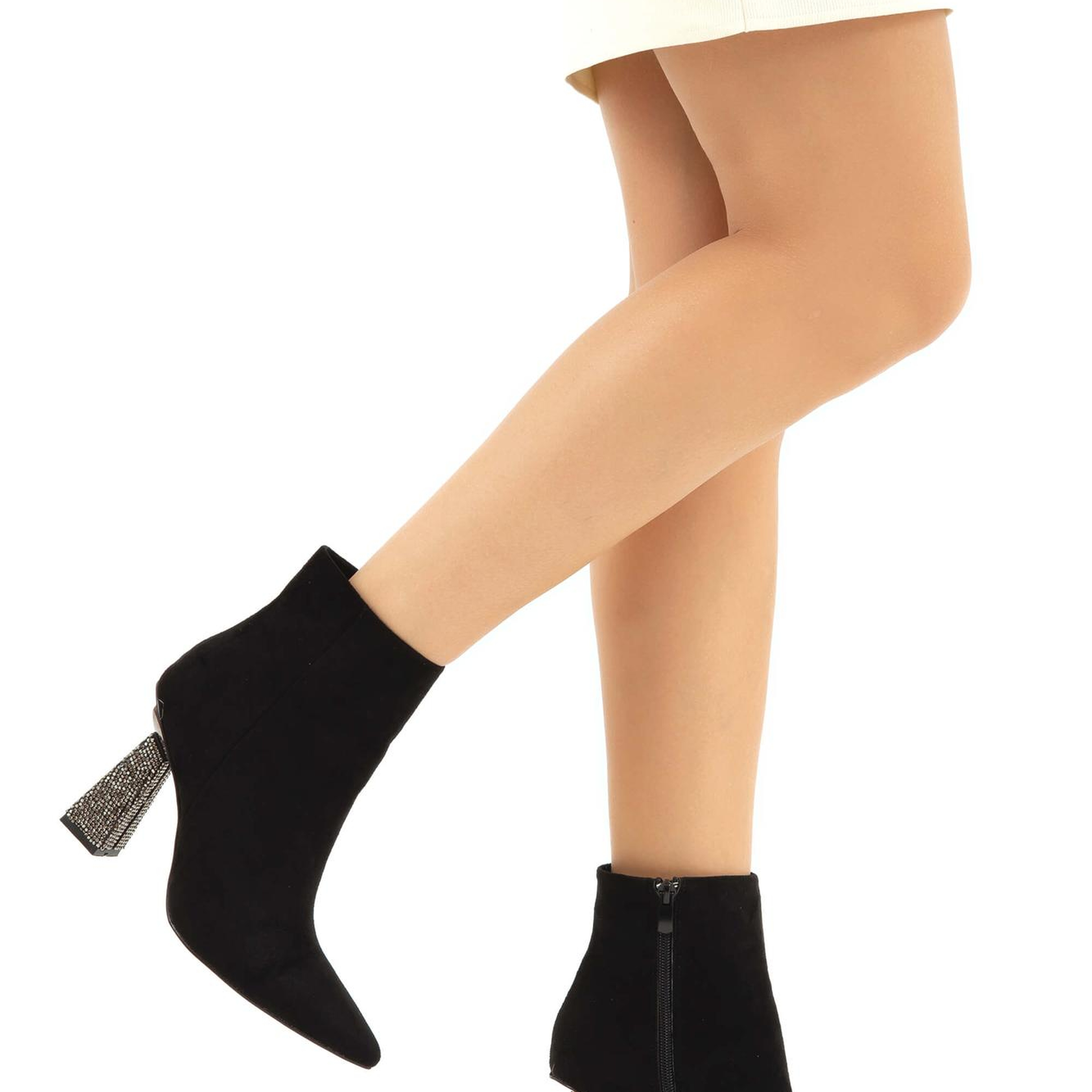 Tamer Tanca Kadın Vegan Siyah Süet Topuklu Bot