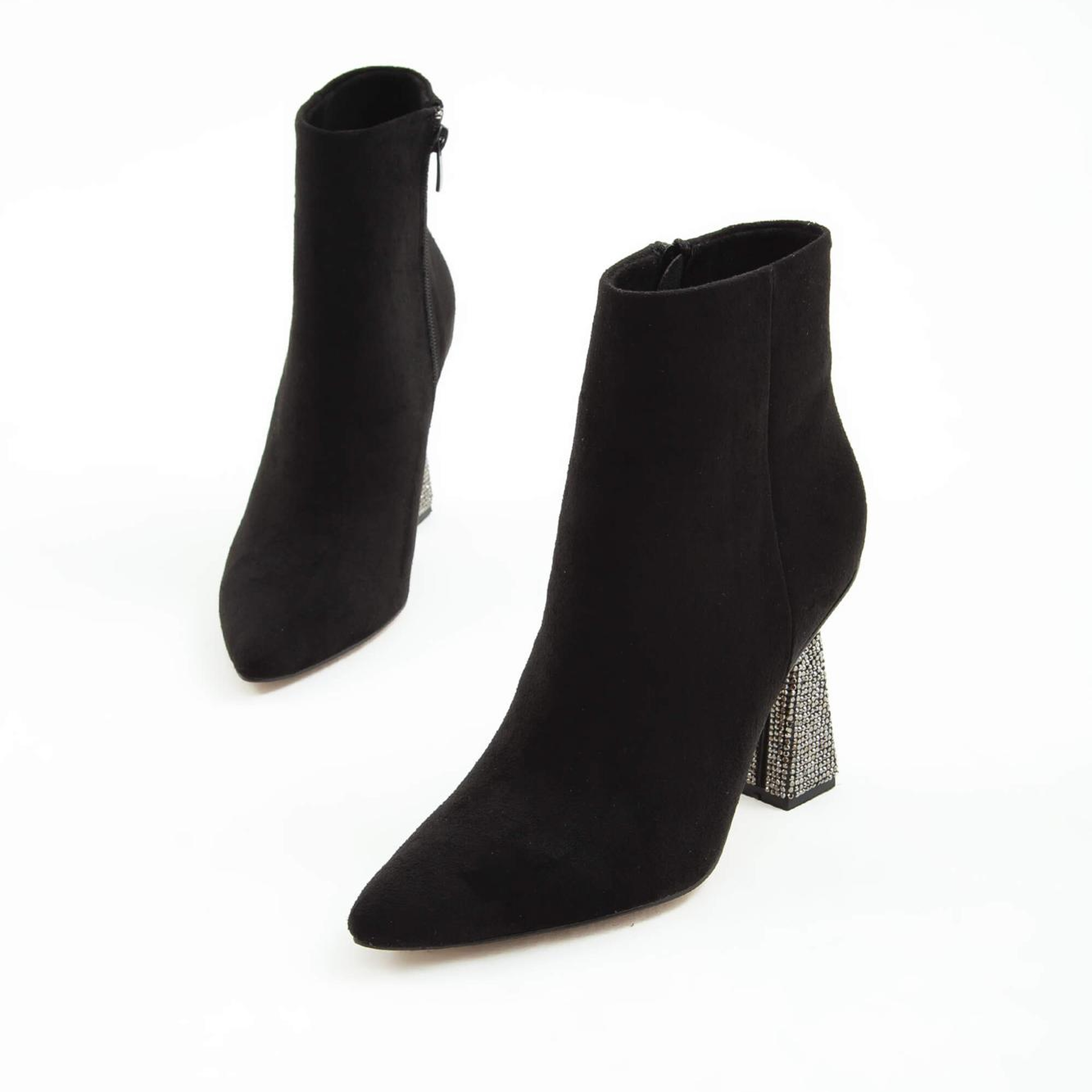 Tamer Tanca Kadın Vegan Siyah Süet Topuklu Bot